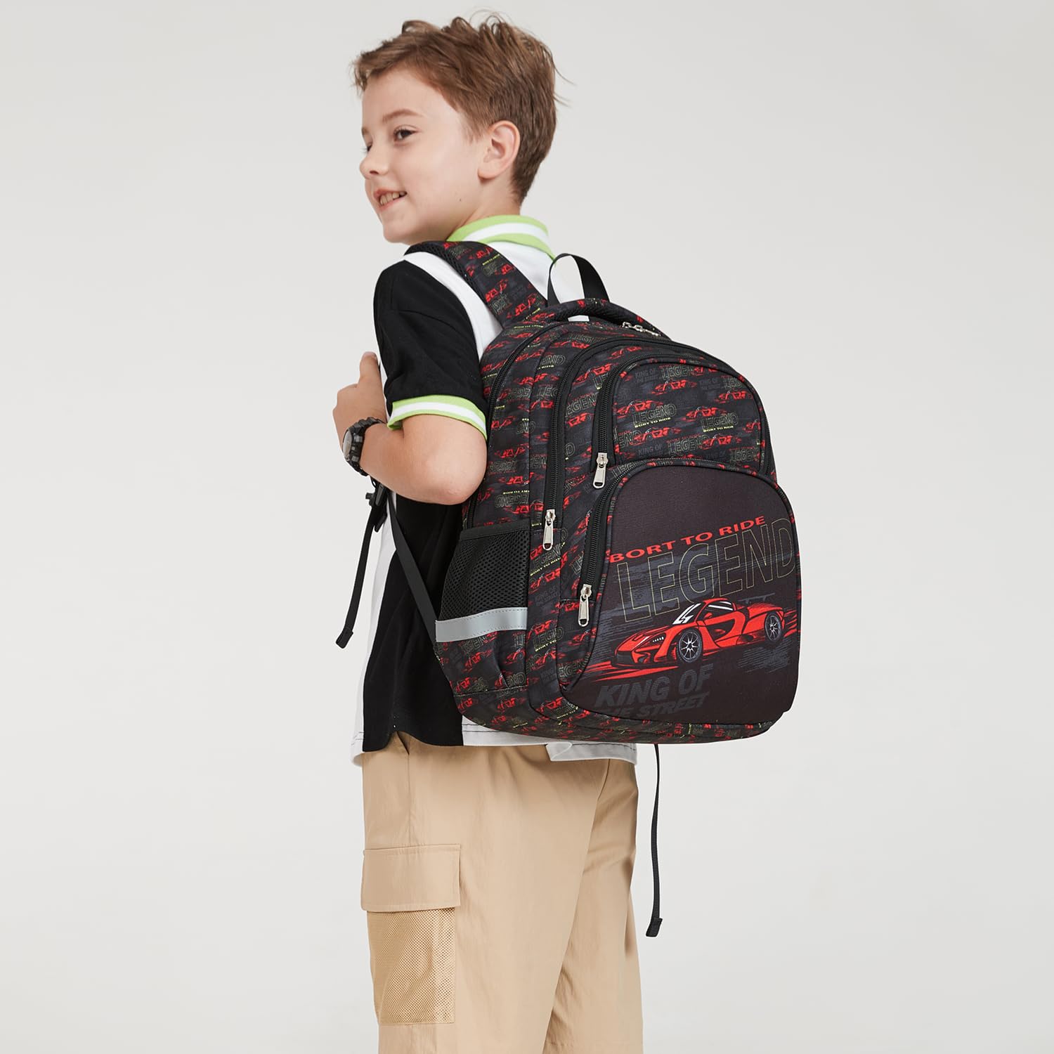 ABShoo Cute Car Design Backpack for Boys - Elementary & Kindergarten School Bag (Black) - Durable Kids Backpack for School, Travel & Daily Use