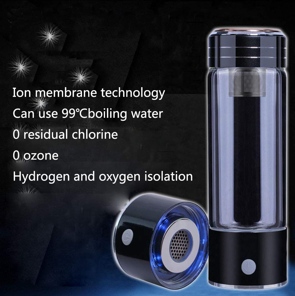 Hydrogen Rich Water Bottle with USB Charging - 450ml Portable Hydrogen Generator & Alkaline Water Ionizer (Up to 1400 PPM) - Perfect for Travel, Gym, and Daily Hydration