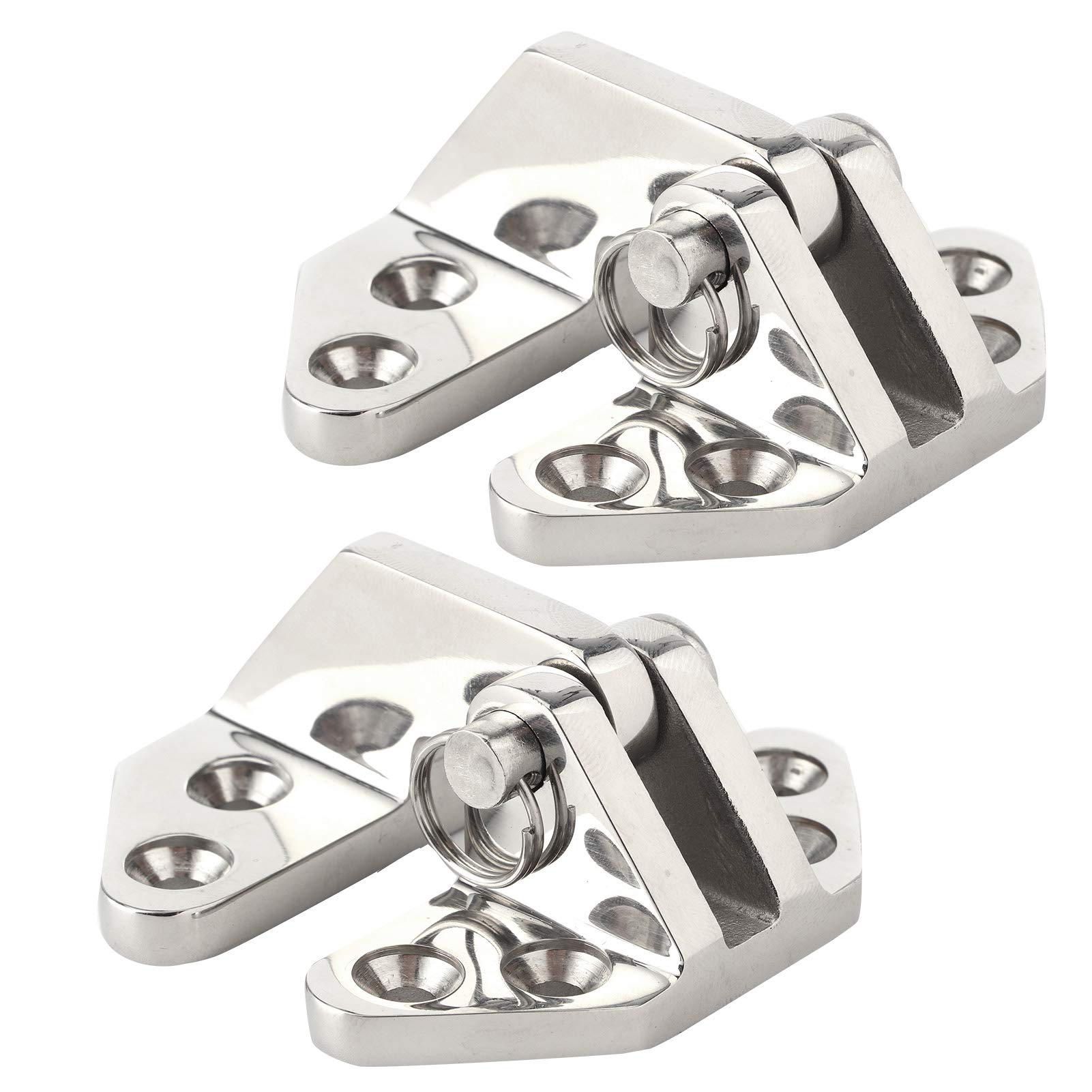 2PCS 316 Stainless Steel Marine Hatch Hinges - Heavy Duty Boat Cabinet Door Hinges with Mirror Polishing & Removable Pin - Perfect for Marine, RV, and Outdoor Furniture Applications