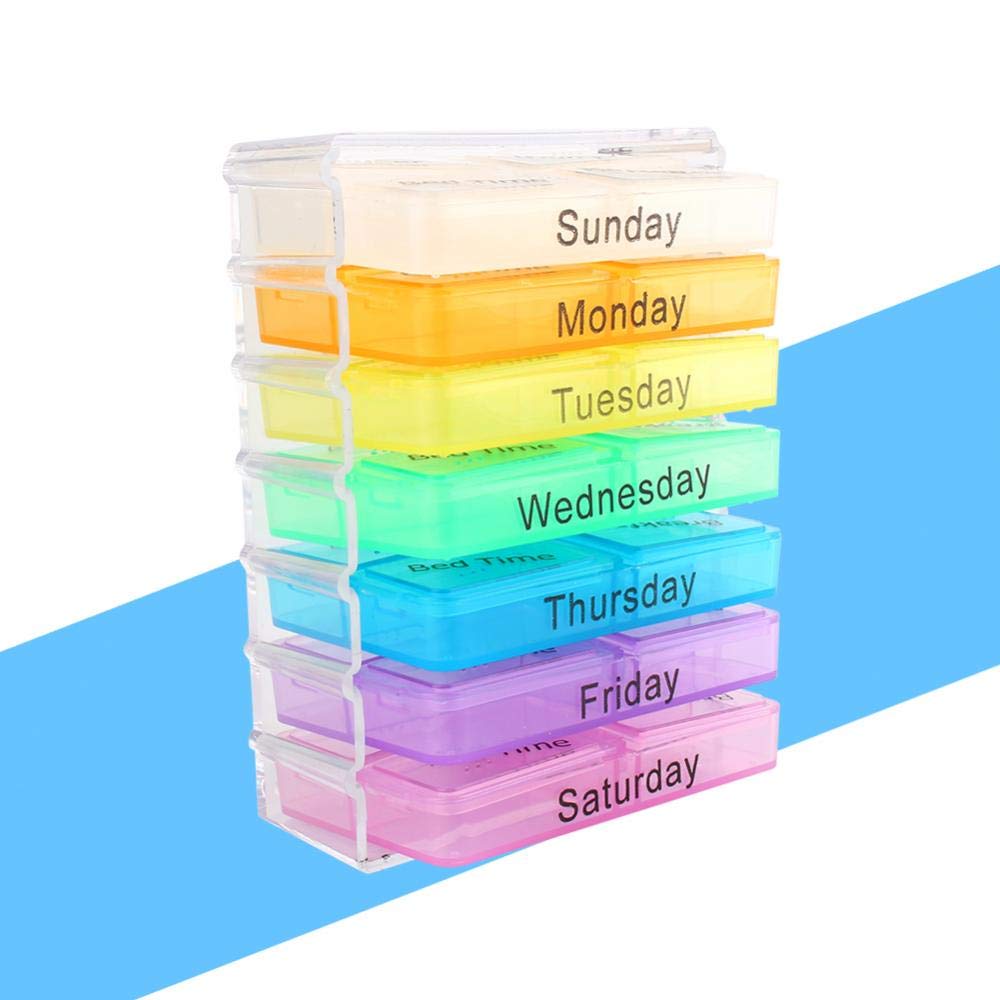7-Day Weekly Pill Organizer with Daily Compartments - Portable Vitamin & Fish Oil Storage Box - Perfect for Travel, Home, and Office Use