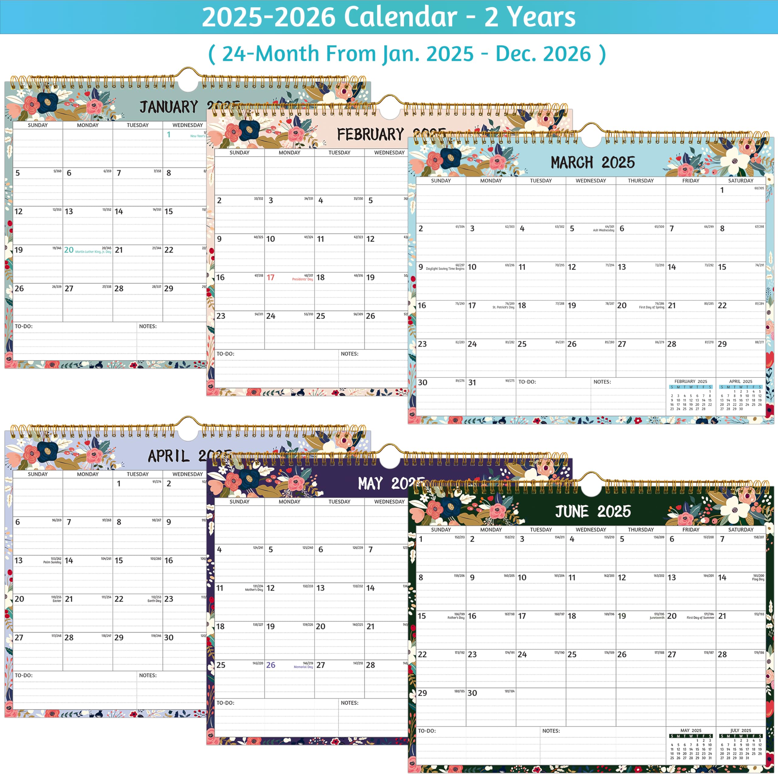 2025-2026 Wall Calendar - 2 Year Monthly Planner (14.57