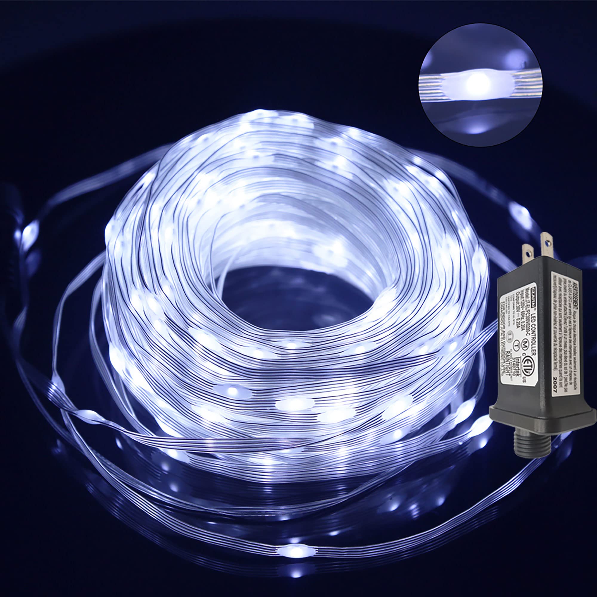 300 LED YASENN 98ft Christmas String Lights - Outdoor/Indoor Waterproof Fairy Lights with 8 Lighting Modes for Christmas Tree, Wedding, Garden, Party & Home Decoration (Cold White) - Perfect for Holiday Decor, Backyard Lighting and Festive Atmosphere