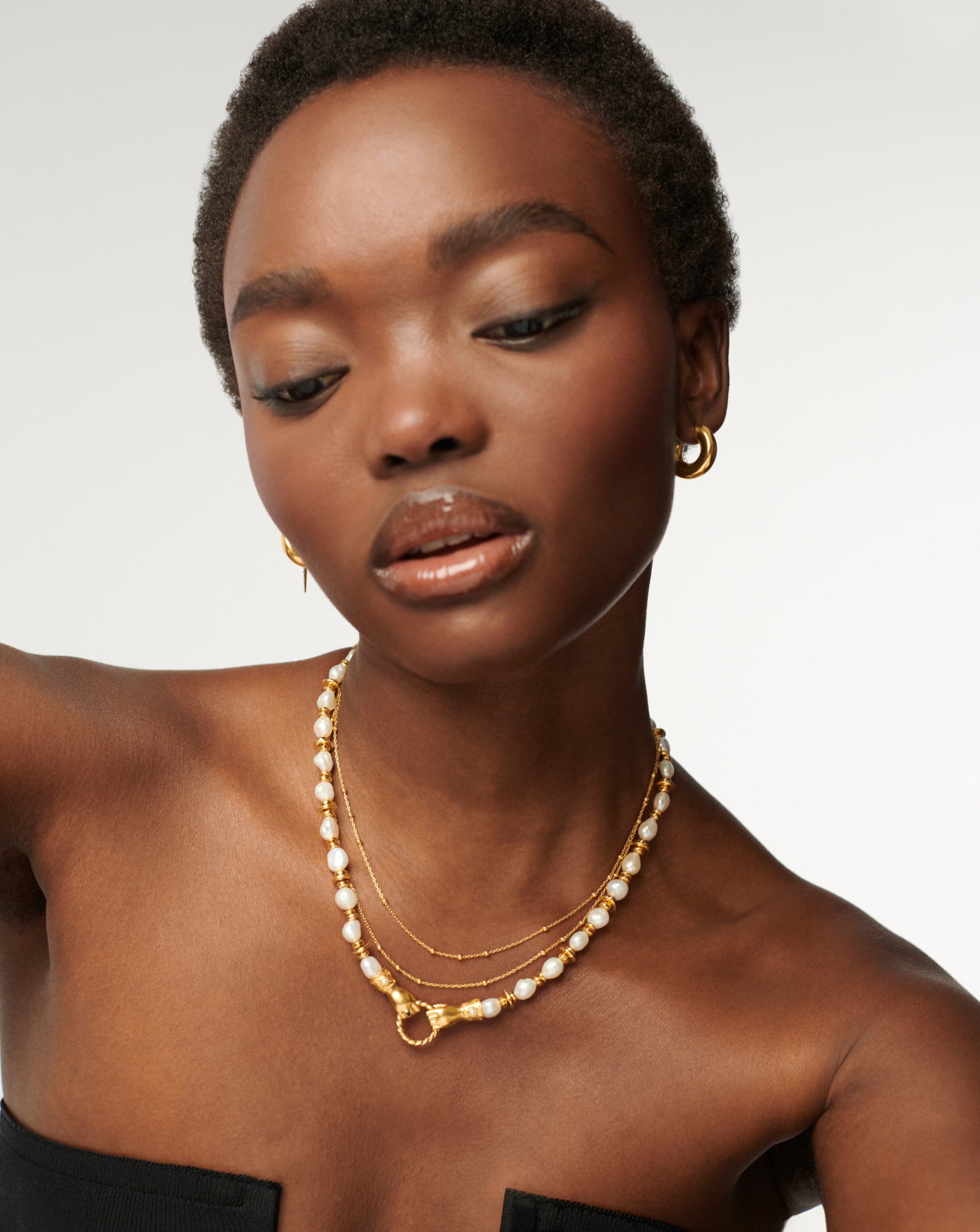 Harris Reed Chunky Beaded Gemstone Necklace - 18k Gold Plated with Pearl Accents | Elegant Statement Jewelry for Women, Perfect for Parties, Weddings & Special Occasions