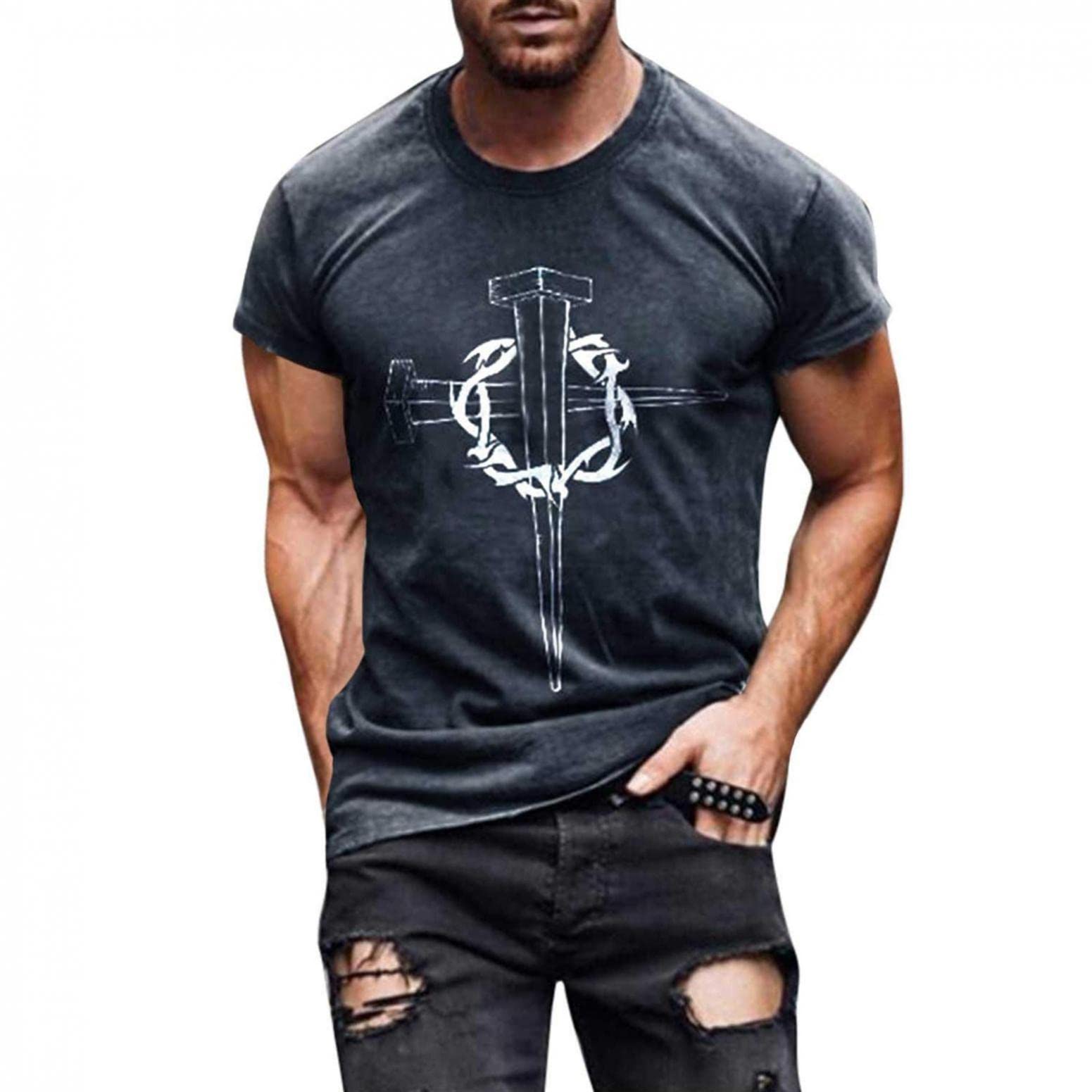 BIFUTON Men's Graphic T-Shirts - 3D Digital Print Vintage Casual Tee for Everyday Wear | Perfect for Streetwear, Outings & Relaxing