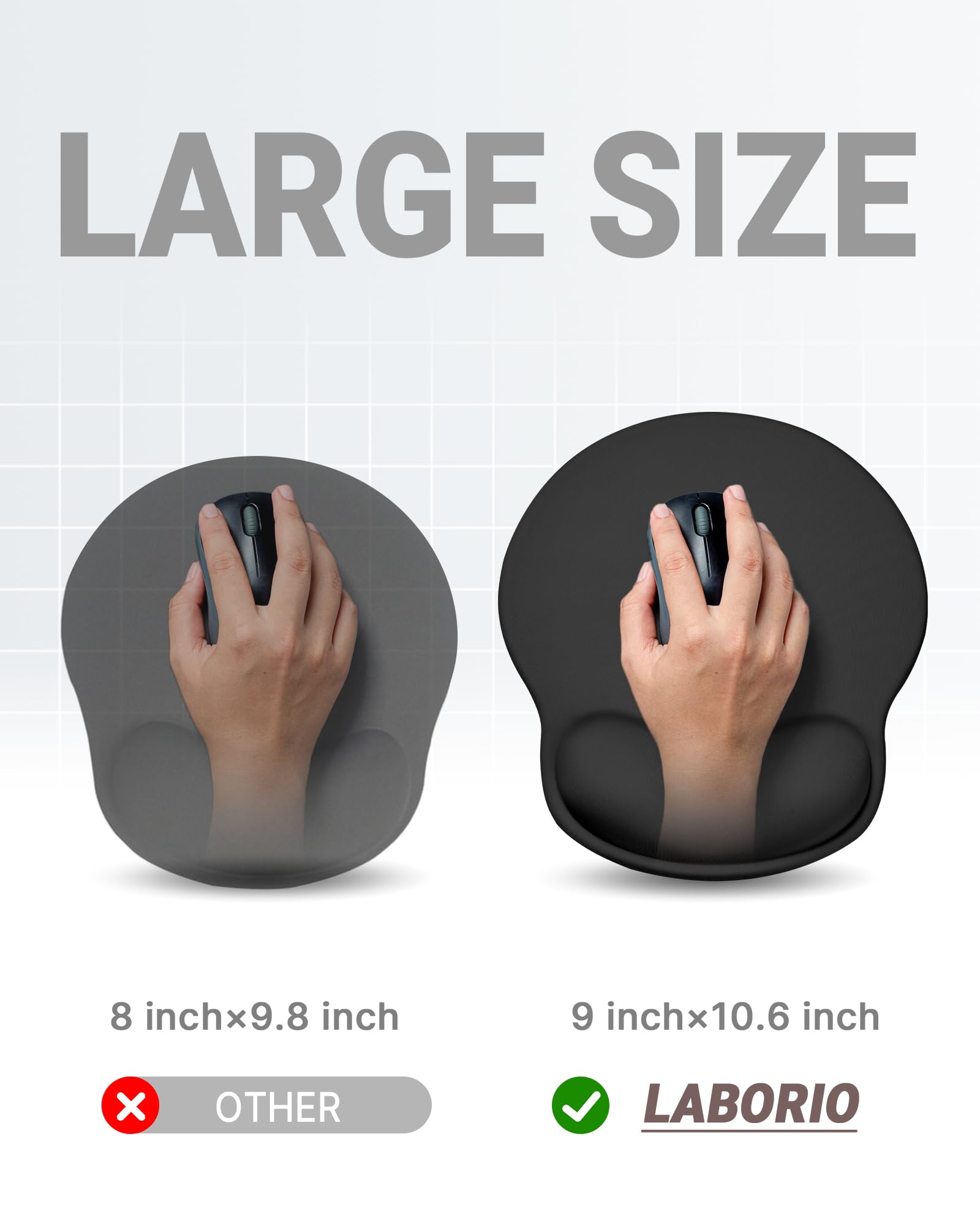 Ergonomic Gel Mouse Pad with Wrist Support - Comfortable Non-Slip Rubber Base for Laptop & Computer - Relieves Wrist Pain - Perfect for Office Work, Gaming & Home Use (Black)