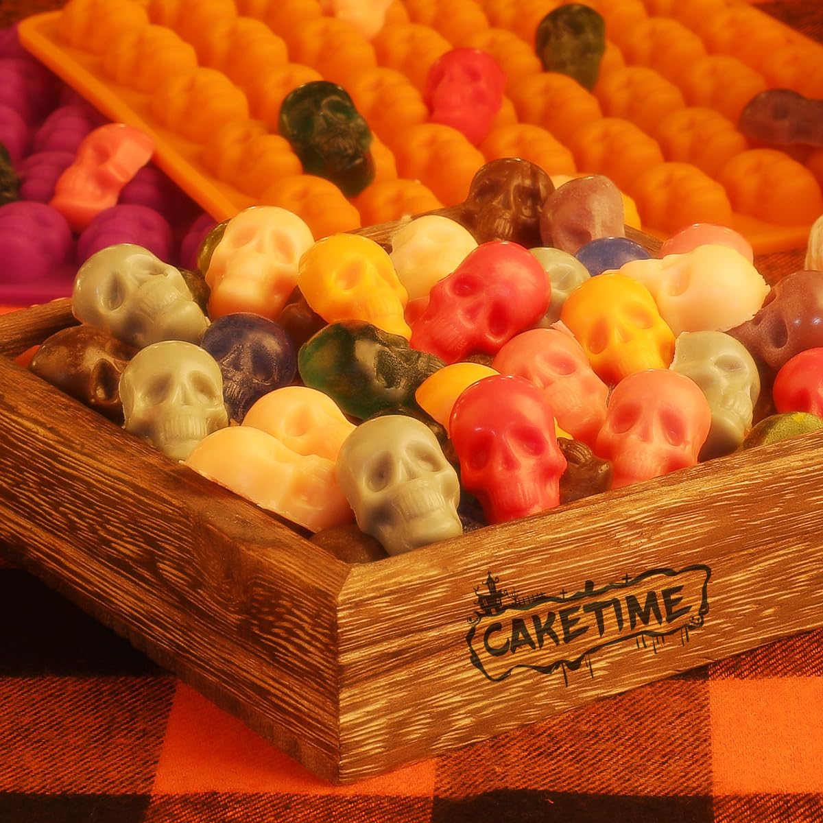 Halloween Skull Silicone Molds 2-Pack - Mini Skull Candy Molds for Chocolate, Gummies, Ice Cubes & Soap Making - Includes 2 Droppers - Perfect for Halloween Baking, Party Treats & DIY Crafts