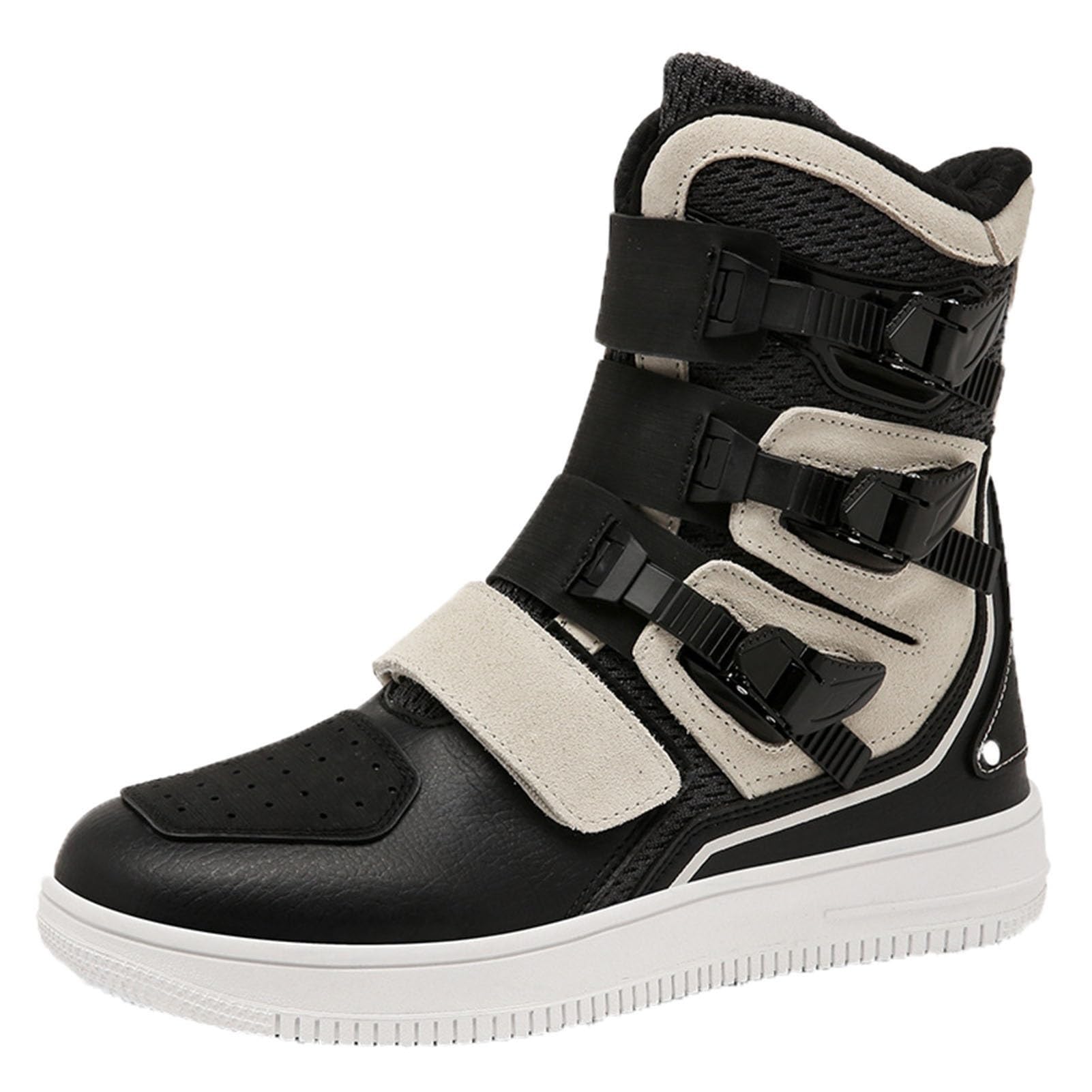 Unisex High Top Motorcycle Boots - Waterproof Microfiber Leather Dirt Bike Boots for Men & Women - Anti-Slip Motocross Riding Shoes with Ankle Support - Perfect for Off-Road Adventures & Biker Gifts (Gray, Size 8.5)