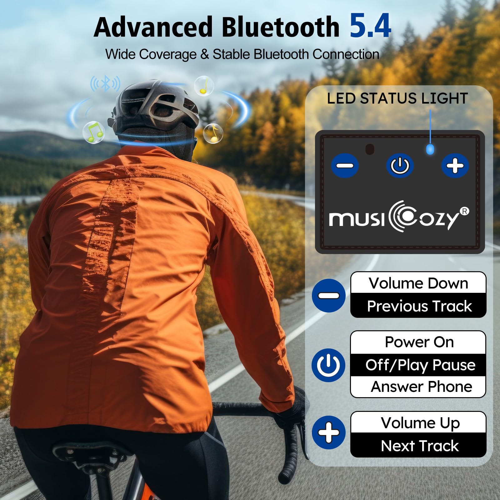 Musicozy Bluetooth 5.4 Balaclava Ski Mask - Winter Thermal Face Cover & Windproof Neck Warmer for Skiing, Snowboarding, Running & Outdoor Sports | Cold Weather Gear for Men & Women