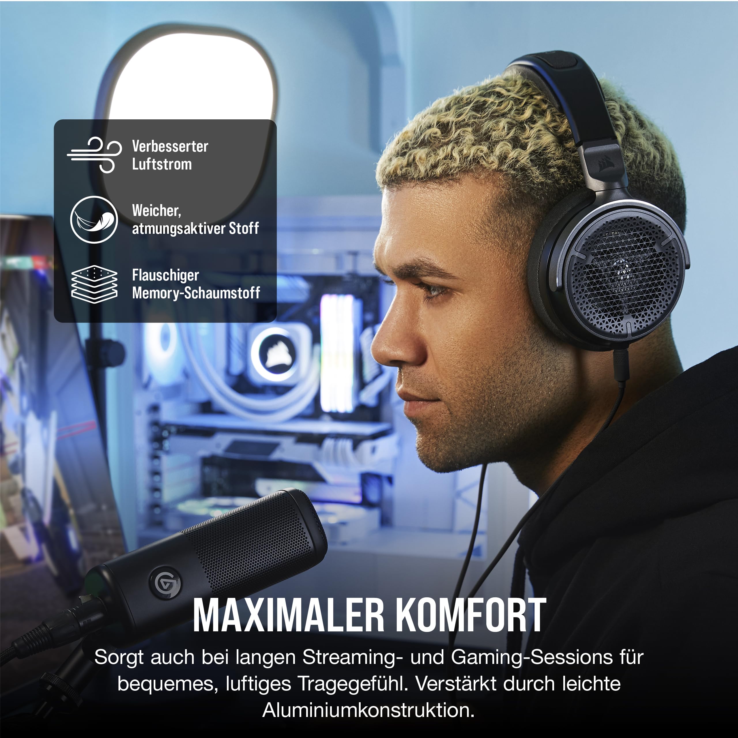 Corsair Virtuoso PRO Wired Open Back Gaming Headset with Detachable Unidirectional Microphone - 50mm Graphene Drivers - 20Hz-40kHz Frequency Response - Carbon Finish - Perfect for Competitive Gaming, Streaming & Music Production