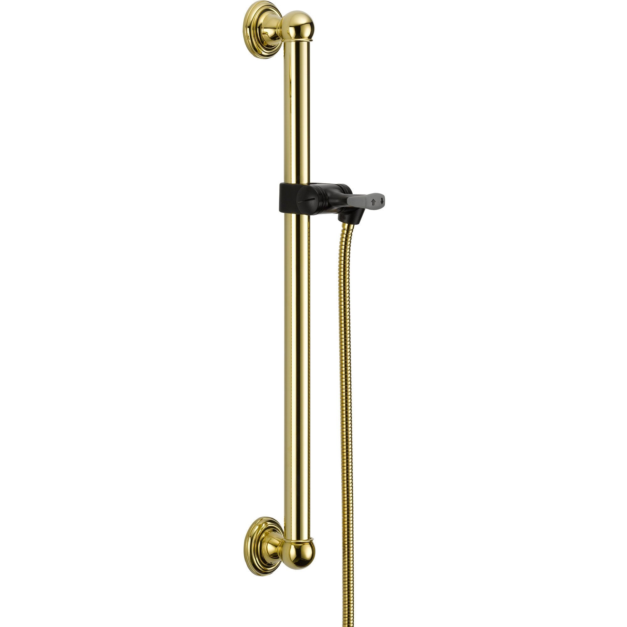 Delta 24 Polished Brass Grab Bar with Adjustable Hand Shower Holder - ADA Compliant Bathroom Safety Bar for Elderly & Disabled - Perfect for Shower, Bathtub and Bathroom Accessibility (Model 561204)