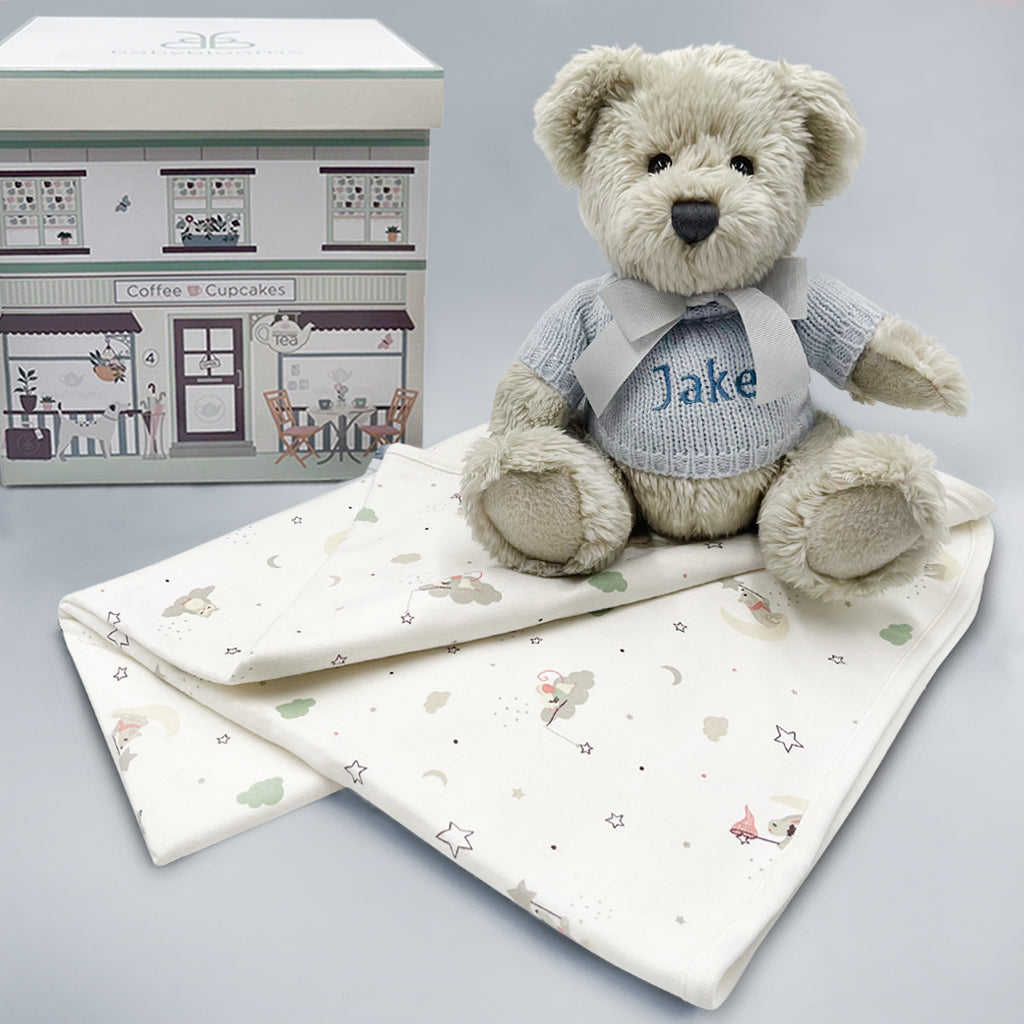 Personalized Berkeley Bear & Little Love Baby Wrap - Soft Blue Baby Carrier for Newborns & Infants - Perfect for Babywearing, Nursing & Bonding