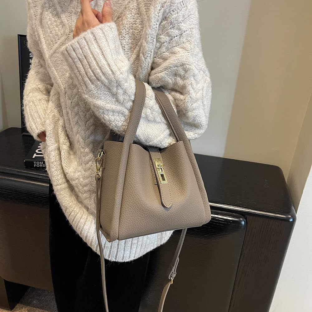 Stylish Leather Crossbody Bucket Bag for Women - Vintage Small Shoulder Purse with Detachable Pouch | Perfect for Everyday Use, Travel & Date Nights