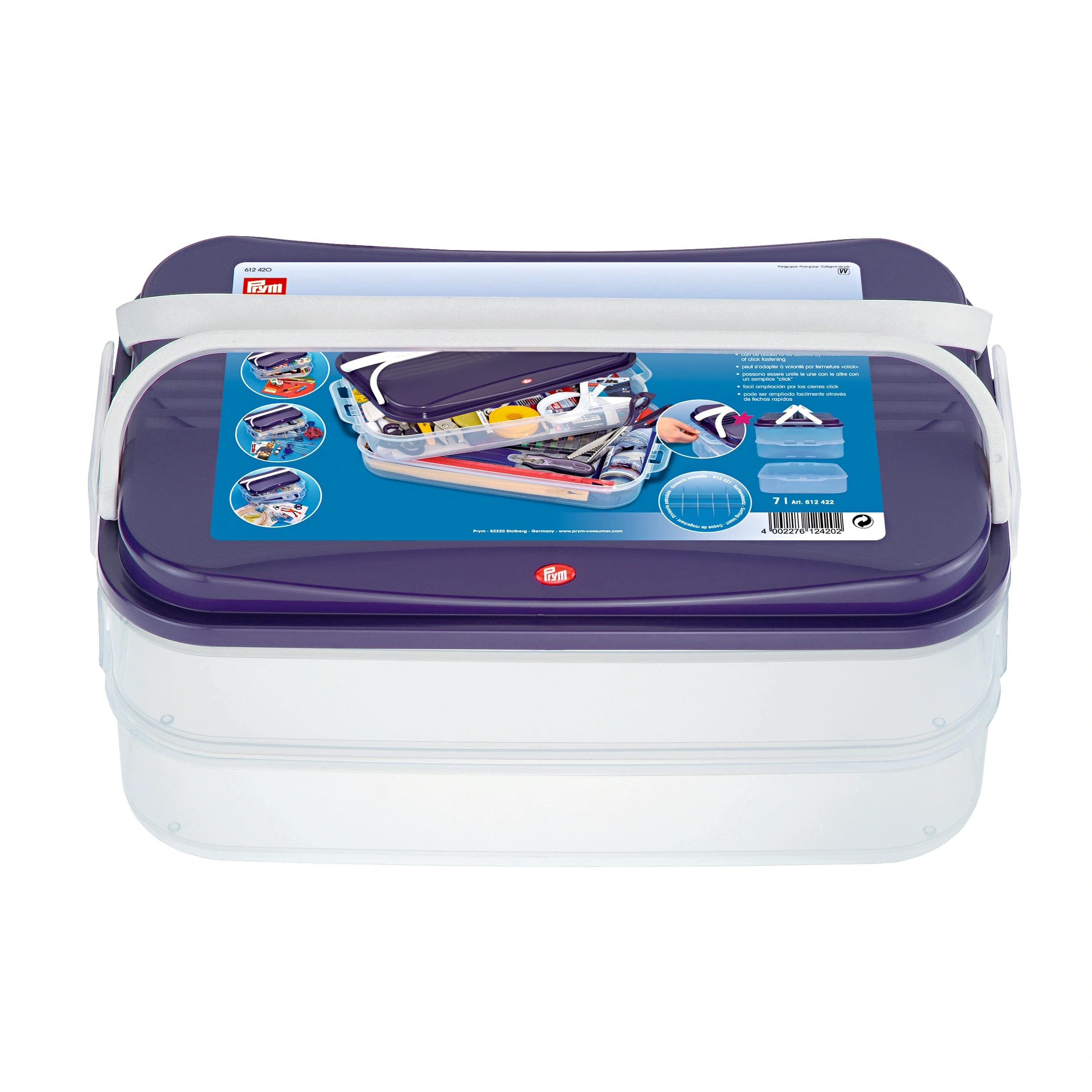 Prym Jumbo Click Box - Clear Plastic Storage Container for Sewing, Craft & Office Supplies | Organize Buttons, Beads & Small Accessories