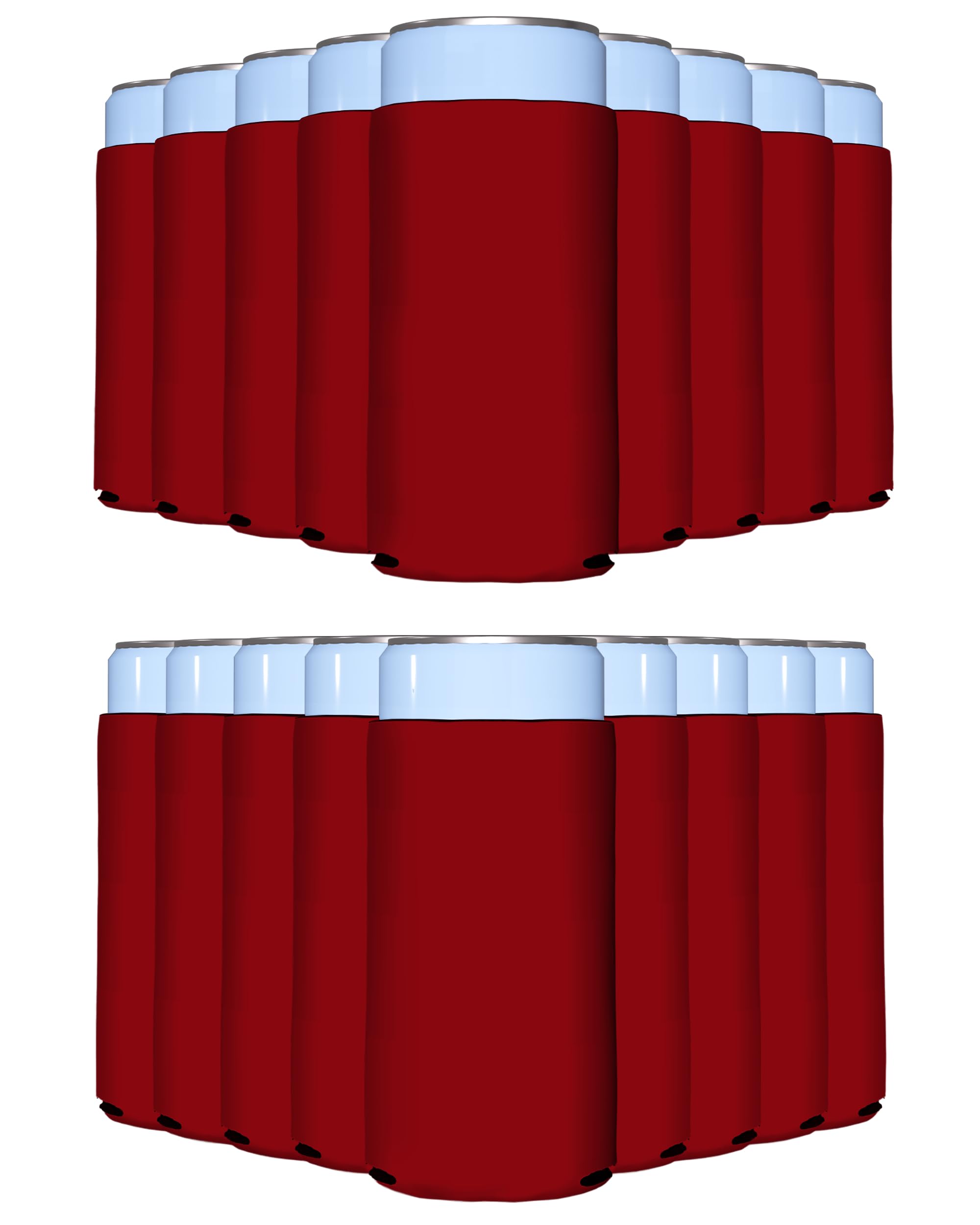 200 Pack Red Blank Slim Can Cooler Sleeves - Customizable Sublimation Beer & Soda Insulators for 12oz Tall Cans | Skinny Collapsible Drink Sleeves for Parties, BBQs & Outdoor Events | Keep Beverages Cold at Picnics, Tailgates & Bars