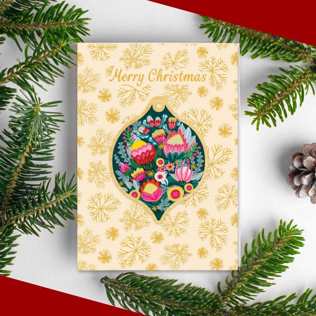 Bush Bouquet Australian Wooden Christmas Ornament - Handcrafted Holiday Decor for Tree, Gift, and Festive Home Decoration