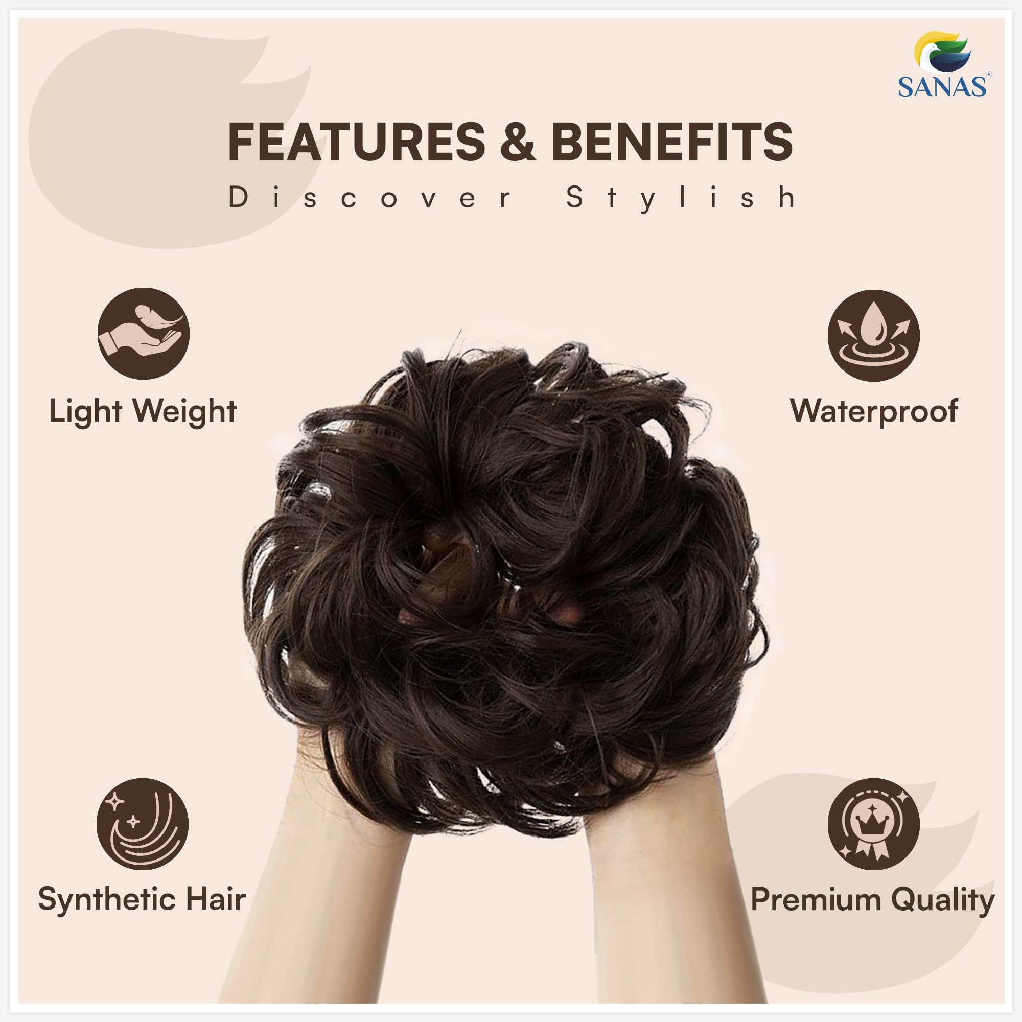 Elegant 1Pc Wedding Hair Bun Extension for Women - Stylish Artificial Hair Scrunchie & Juda Hair Accessory | Messy Bun Wig Enhancer with Rubber Band (Brown) | Perfect for Bridal, Prom & Special Occasions