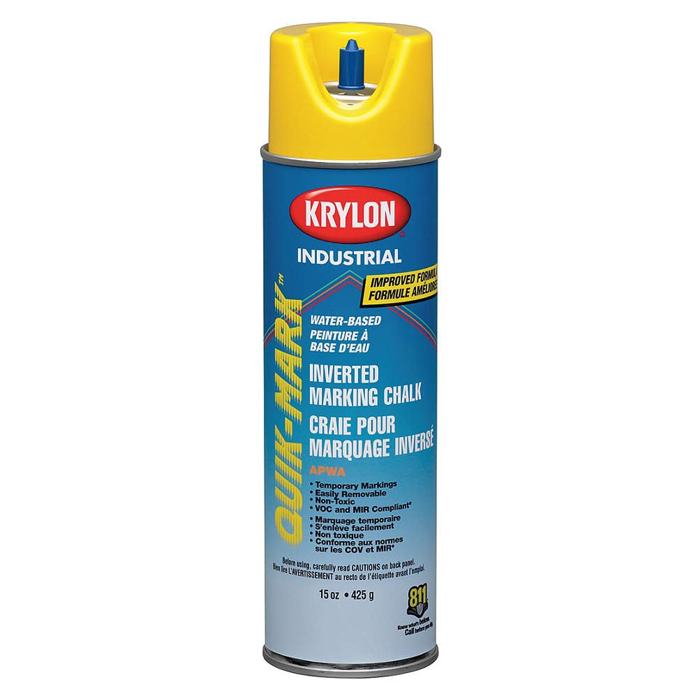 Quik-Mark APWA Yellow Inverted Marking Chalk - High Visibility Construction Chalk for Surveying, Road Marking & Utility Work
