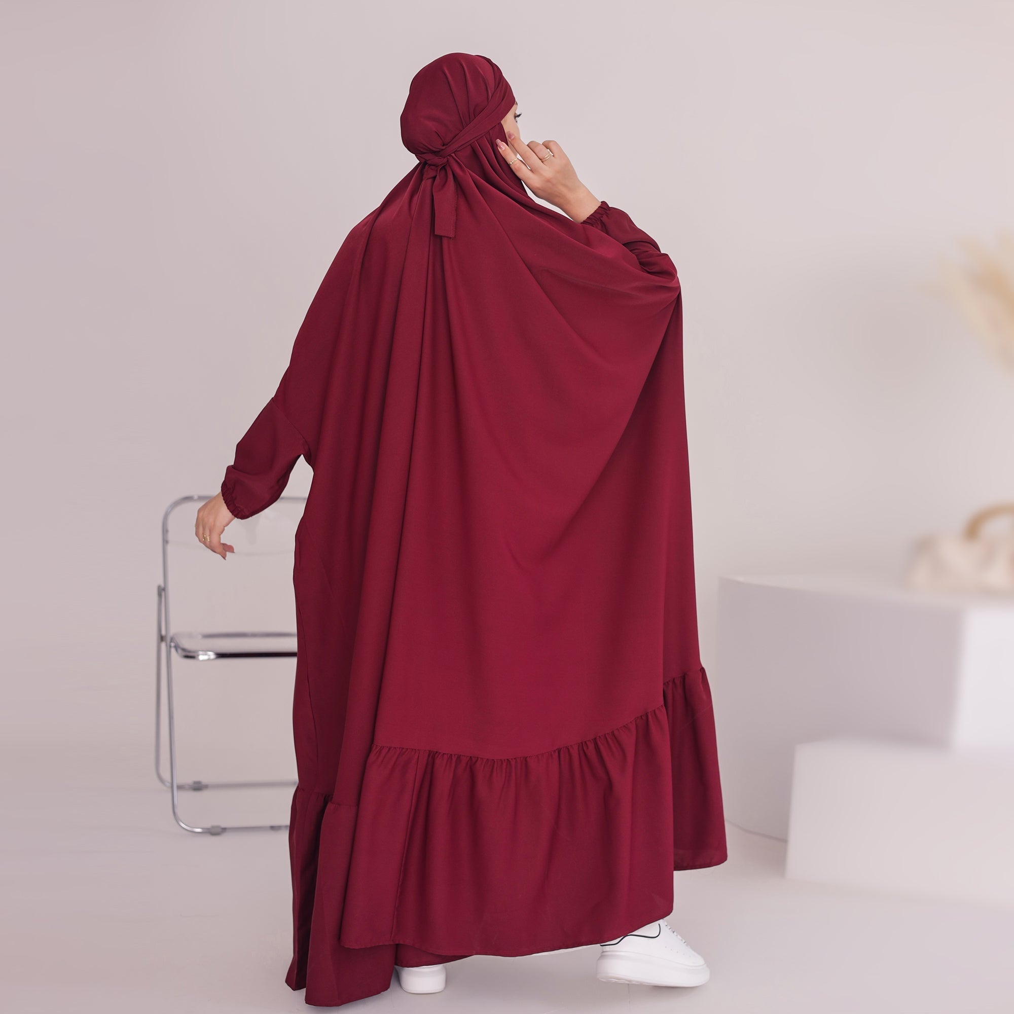 Anissa Jilbab Red - Premium Muslim Hijab Scarf for Women - Perfect for Prayer, Work, and Everyday Wear