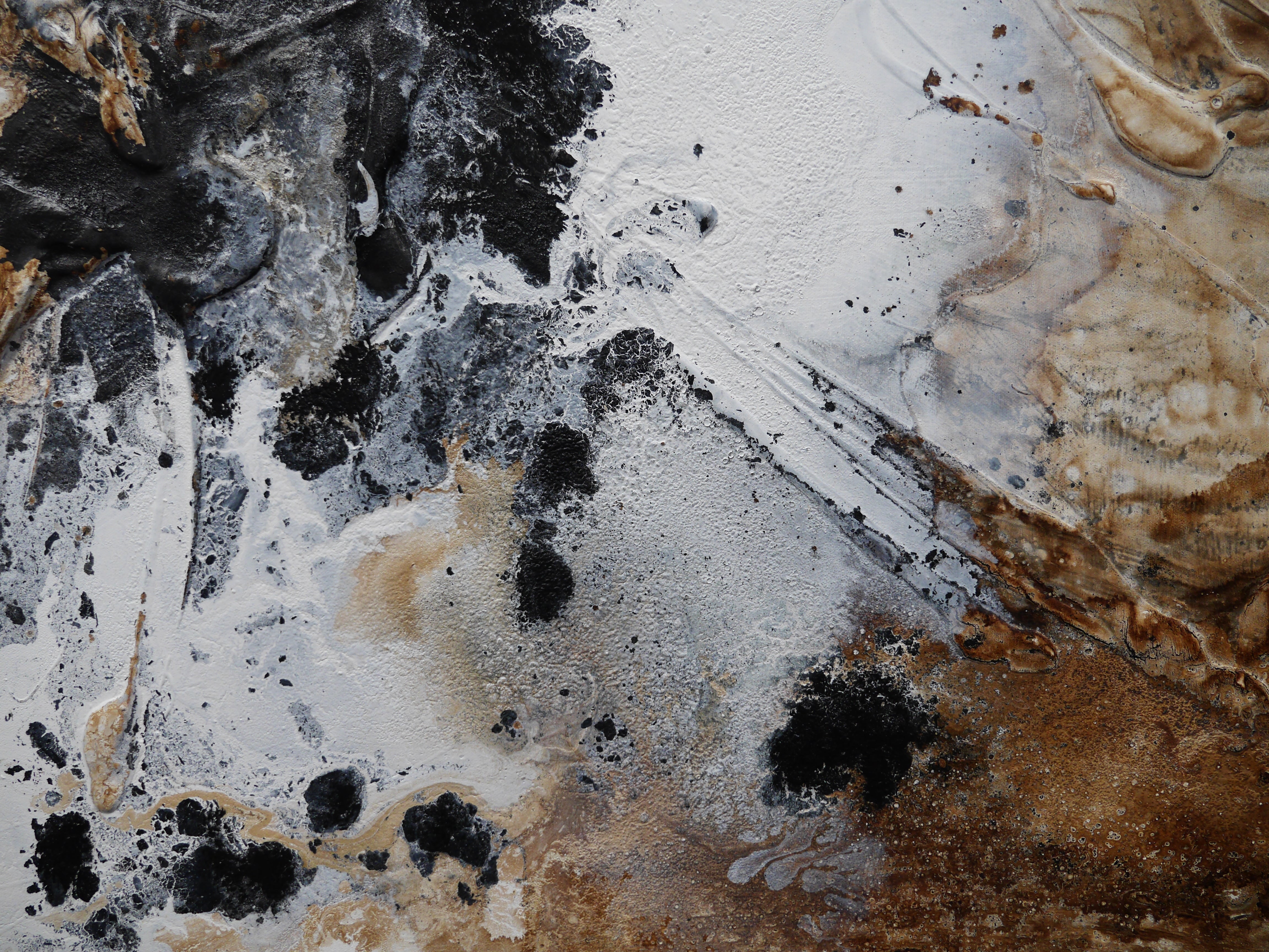 190cm x 100cm Modern Abstract Textured Painting in Rust Black Slate White - Perfect for Living Room, Bedroom or Office Wall Decor