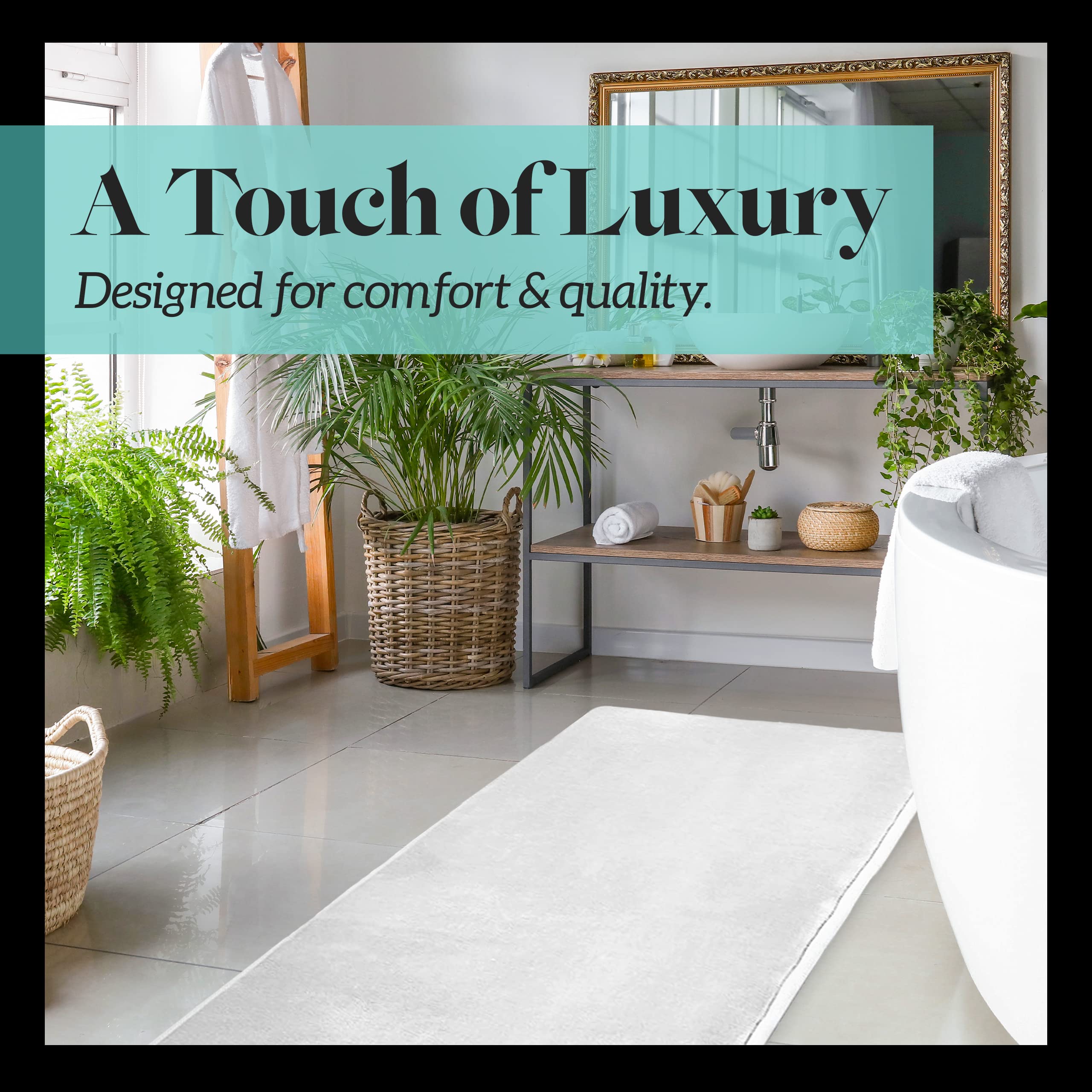 Premium Non-Slip Memory Foam Bath Mat - Ultra Absorbent & Super Soft Velvet Bathroom Rug (20