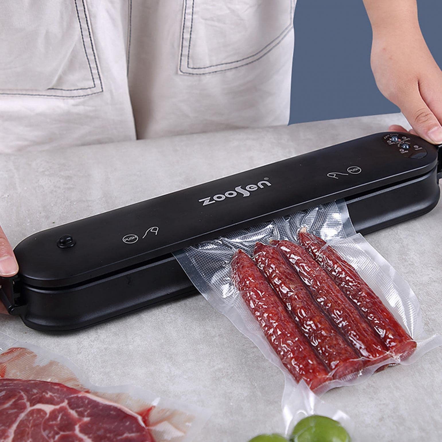 Automatic Vacuum Sealer Machine for Food Preservation - Includes 10 Vacuum Seal Bags for Dry & Wet Foods | 3 Modes for Kitchen Use | Perfect for Meal Prep, Sous Vide & Long-Term Food Storage (2022 Model)