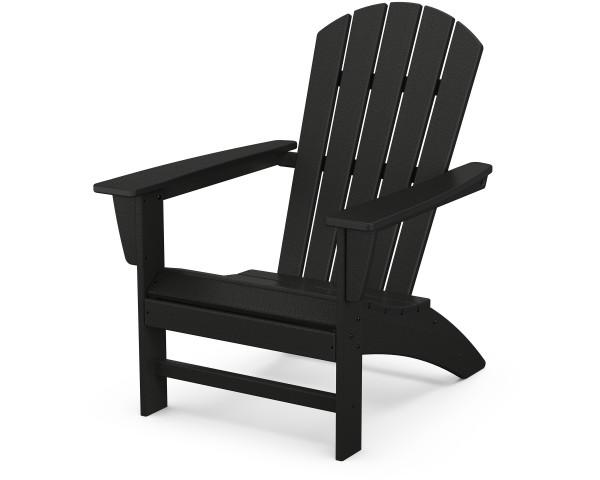 Premium Polywood Black Nautical Adirondack Chair - All-Weather Outdoor Patio Furniture for Beach, Poolside, Garden & Backyard Relaxation