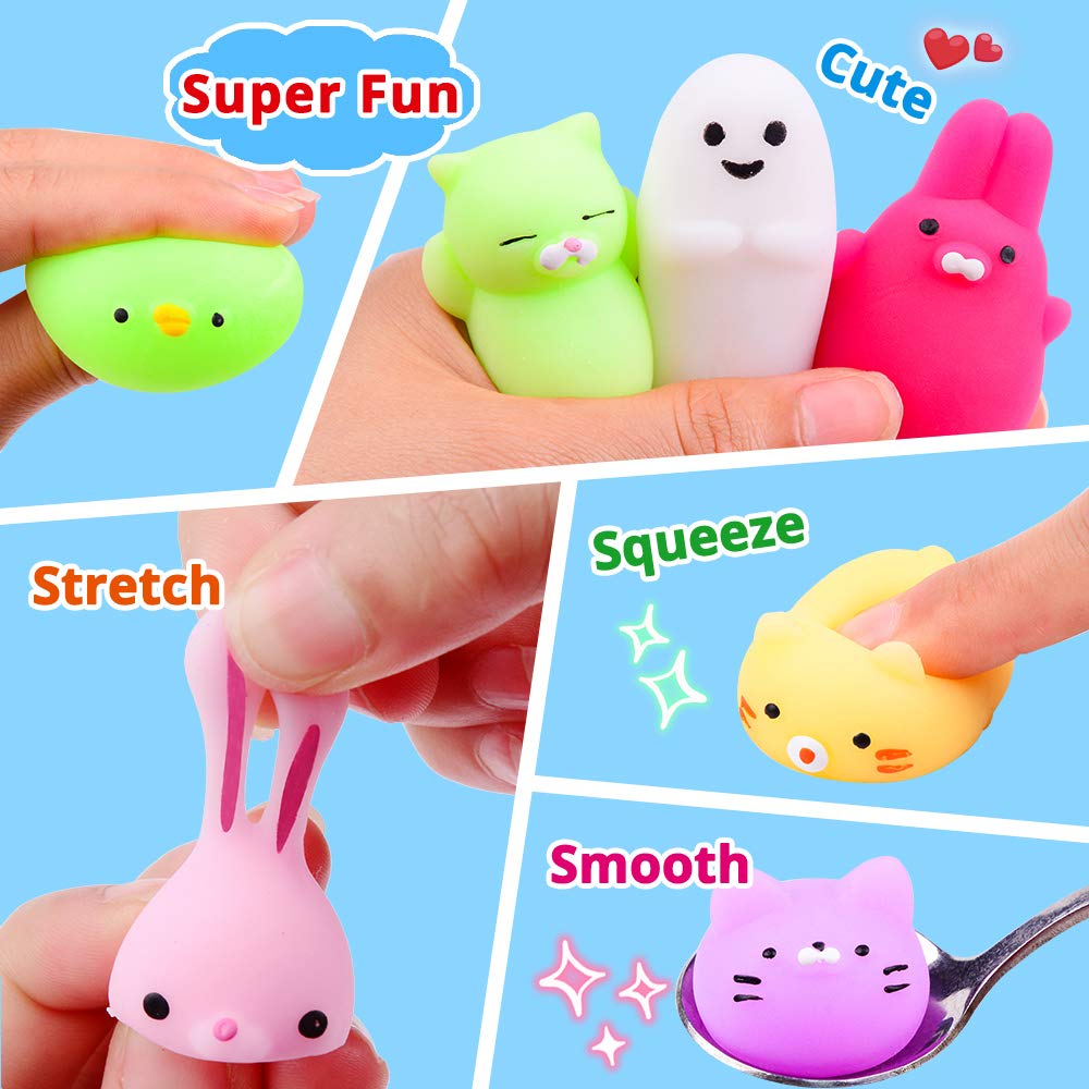 20 Pcs Mini Mochi Squishy Toys - Kawaii Animal Squishies for Kids & Adults, Stress Relief Squeeze Toys, Party Favors, Birthday Gifts, Pinata Fillers - Perfect for Classroom Rewards, Sensory Play, and Relaxation Therapy