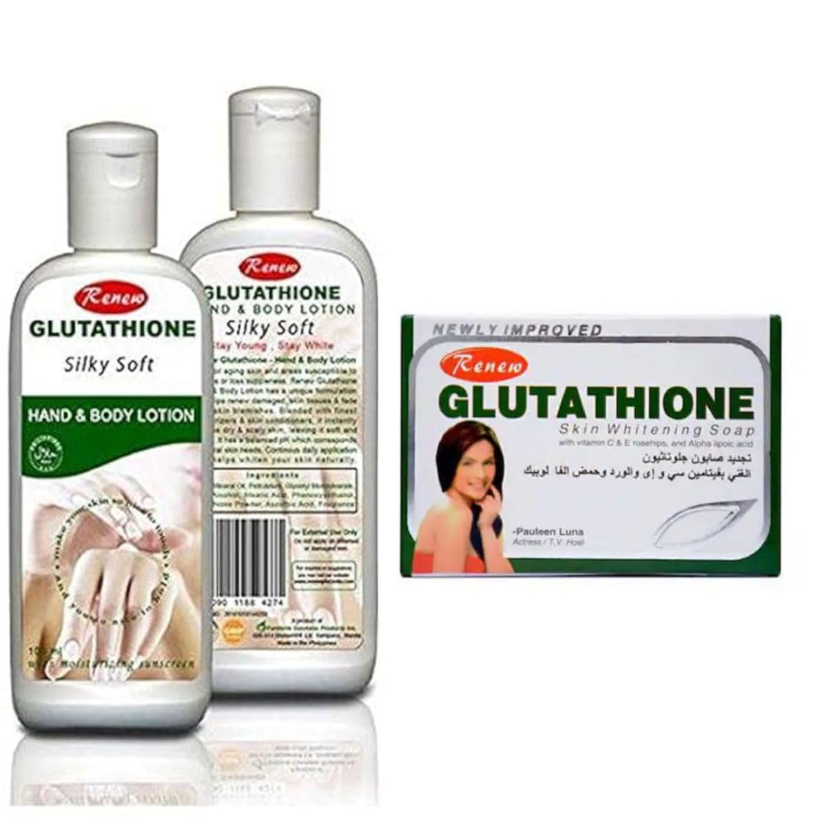 Renew Glutathione Silky Soft Hand & Body Lotion 100ml + Skin Whitening Soap 135g | Hydrating Moisturizer & Brightening Cleanser for Radiant Skin | Perfect for Daily Skincare Routine & Gift Sets