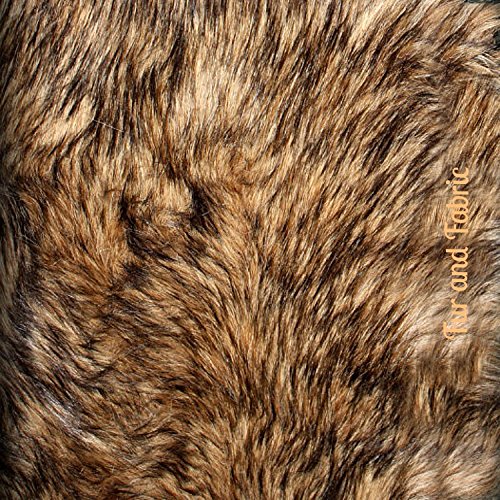 Premium Faux Fur Wolf Skin Rug - Soft Shaggy Bear Pelt Carpet in Natural Golden Brown with Black Tips - 2'x4' Cozy Accent Rug for Living Room, Bedroom, or Cabin Decor
