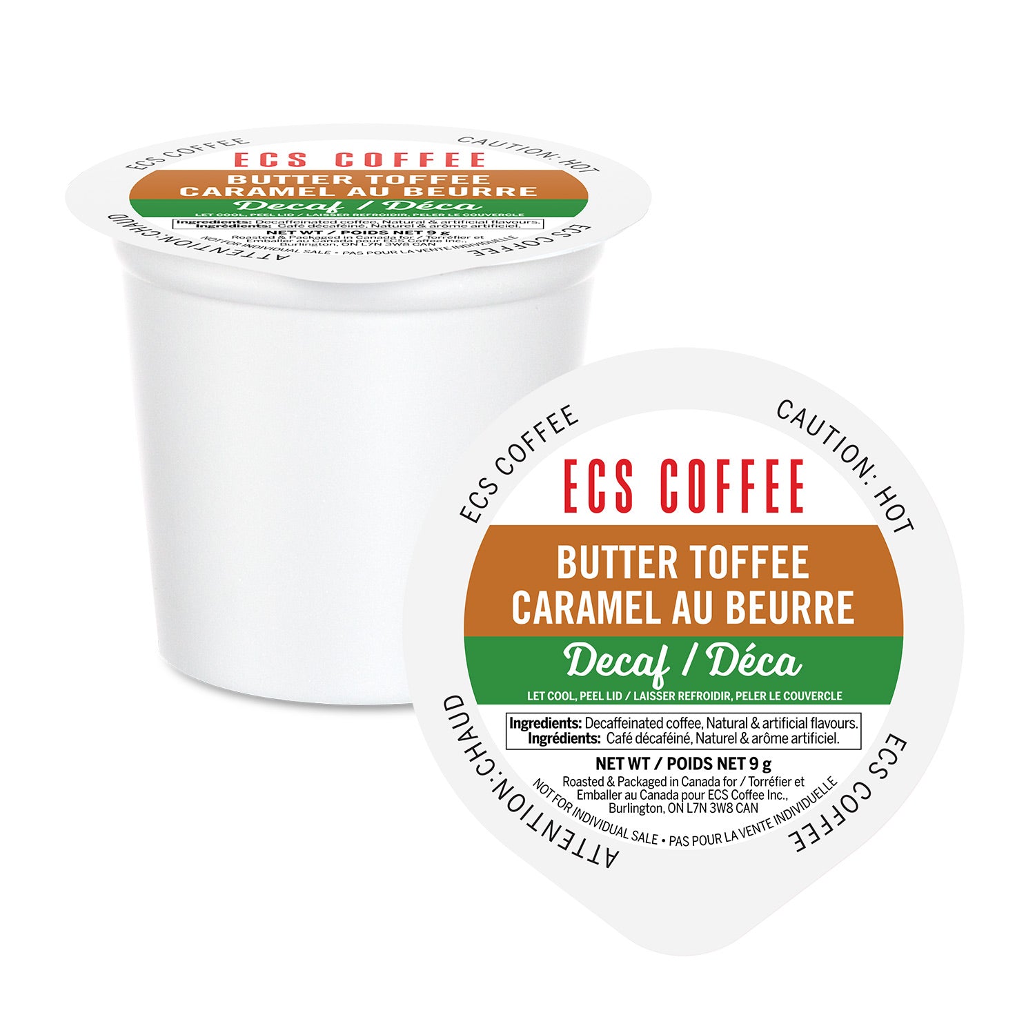 Decaf Butter Toffee Single Serve Coffee Pods - 24 Pack | Rich & Smooth Flavor | Perfect for Keurig Machines | Morning Brew or Afternoon Pick-Me-Up