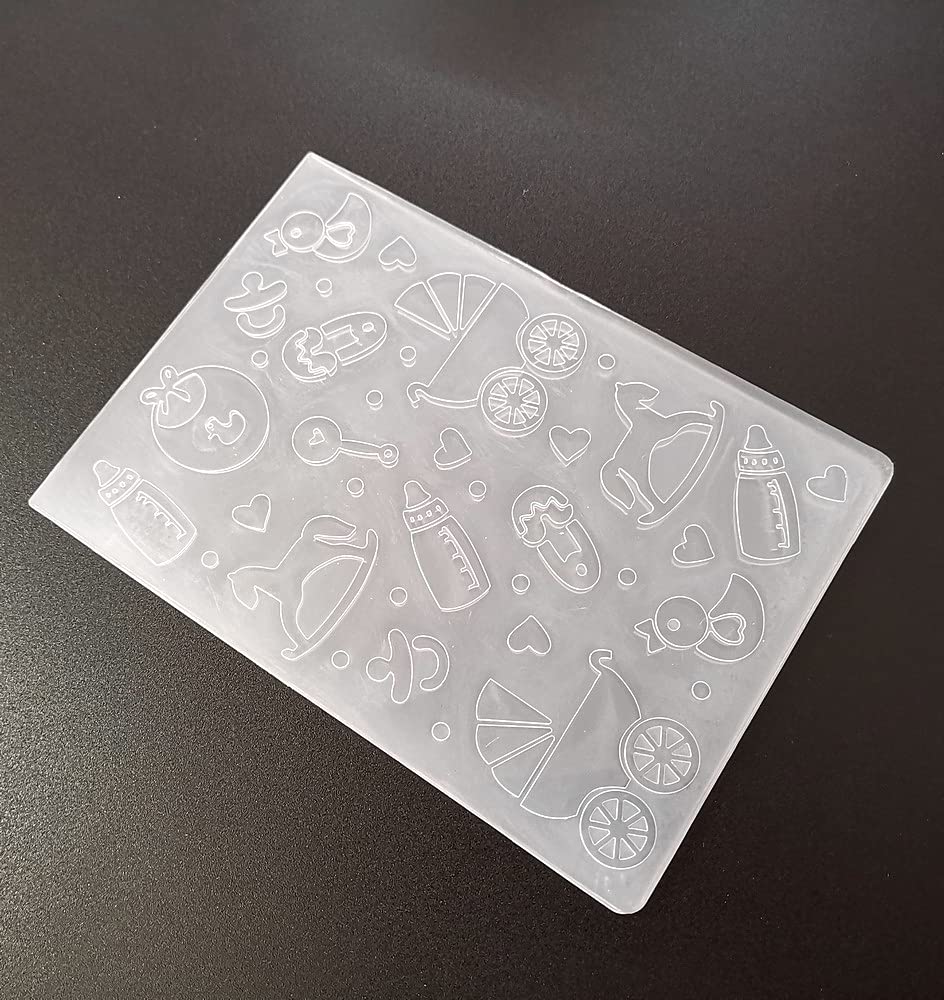 Floral Baby Print Trolley Embossing Folder for DIY Card Making - Scrapbooking, Photo Album, Birthday Cards & Craft Decorations | Perfect for Baby Showers, Greeting Cards, and Paper Craft Projects