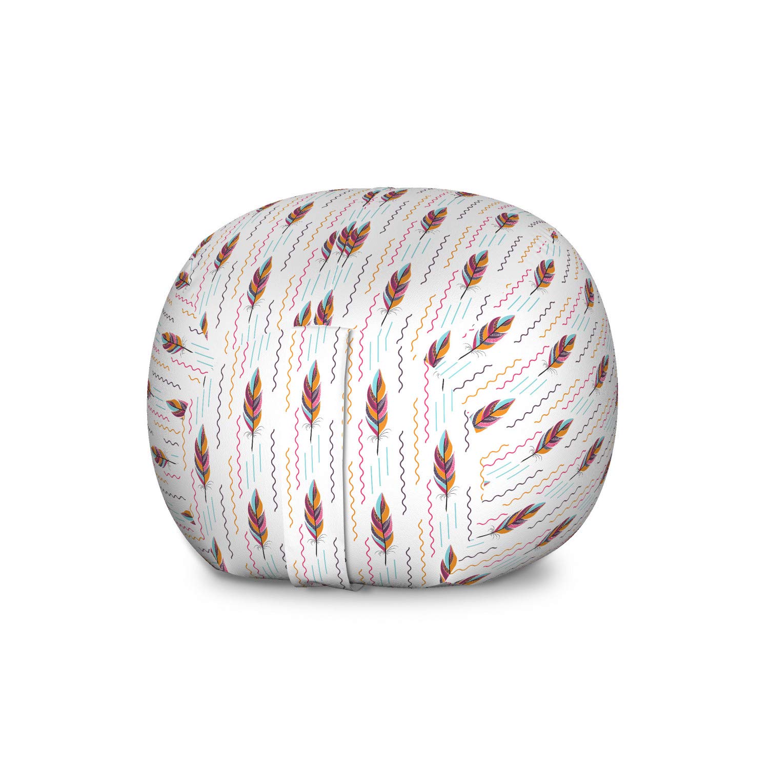 Ambesonne Feather Toy Storage Bag Chair - Colorful Bohemian Hippie Art Design with Wavy Patterns, Large Washable Stuffed Animal Organizer for Kids' Room & Playroom (Multicolor) | Perfect for Organizing Toys, Creating Cozy Reading Nooks & Bohemian Decor