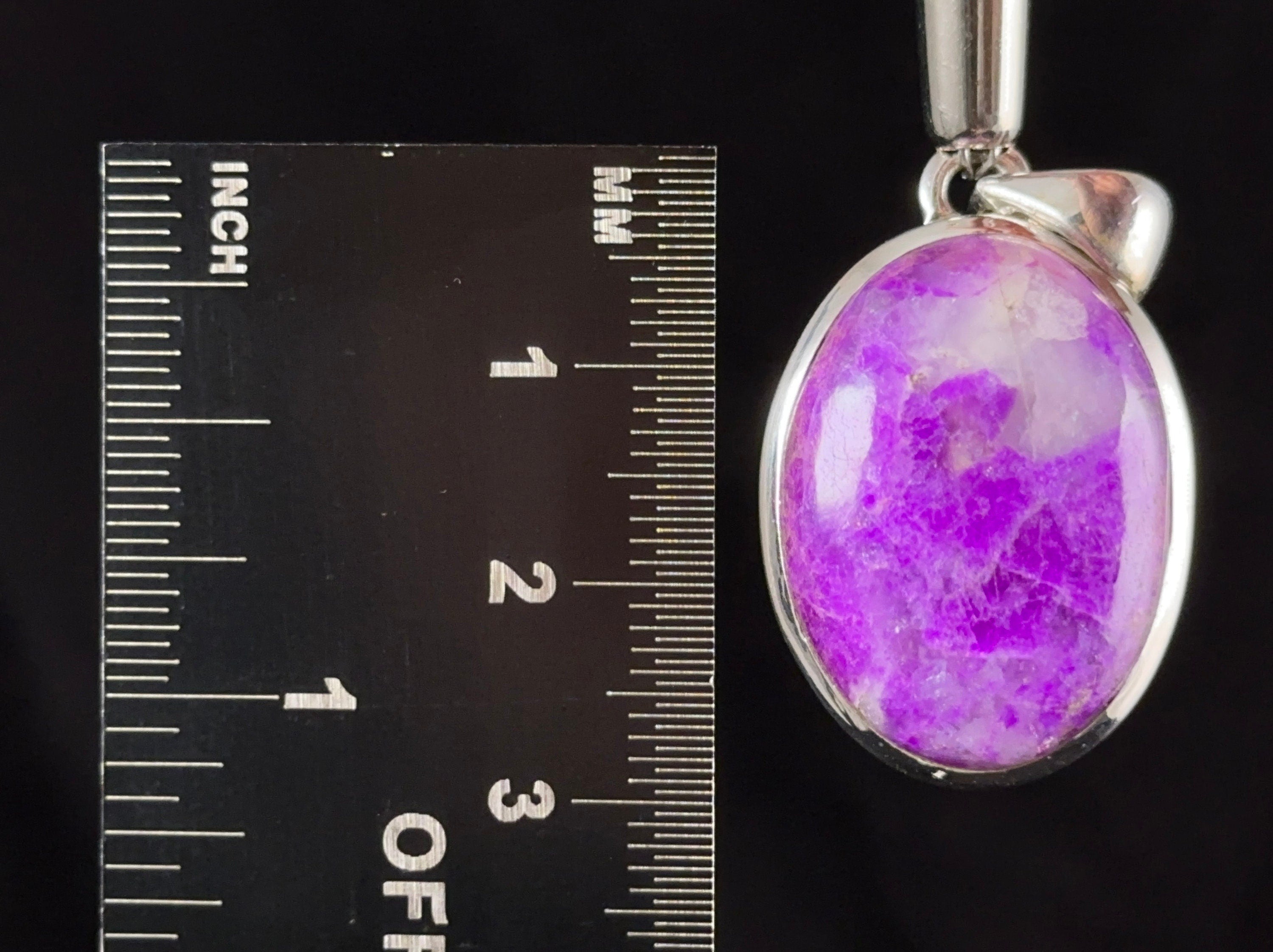 Natural Sugilite with Pectolite Crystal Pendant in Sterling Silver - Oval Cabochon Fine Jewelry for Healing & Energy | Spiritual Gift, Meditation Accessory, Chakra Balancing Stone