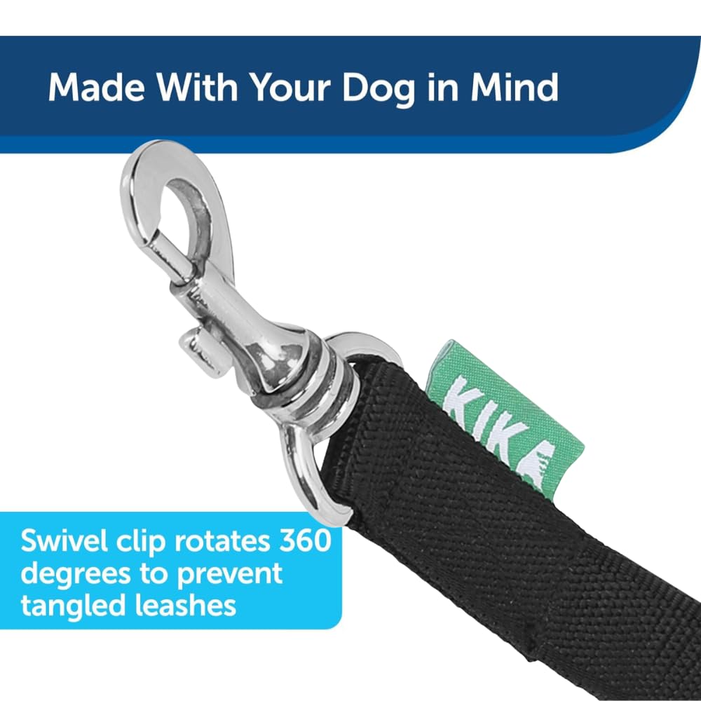 KIKA Pets Heavy Duty Nylon Dog Leash - 1 Inch x 5 Feet Strong & Durable Traditional Style Leash with Secure Bolt Snap - Perfect for Walking, Training & Outdoor Adventures (Black)