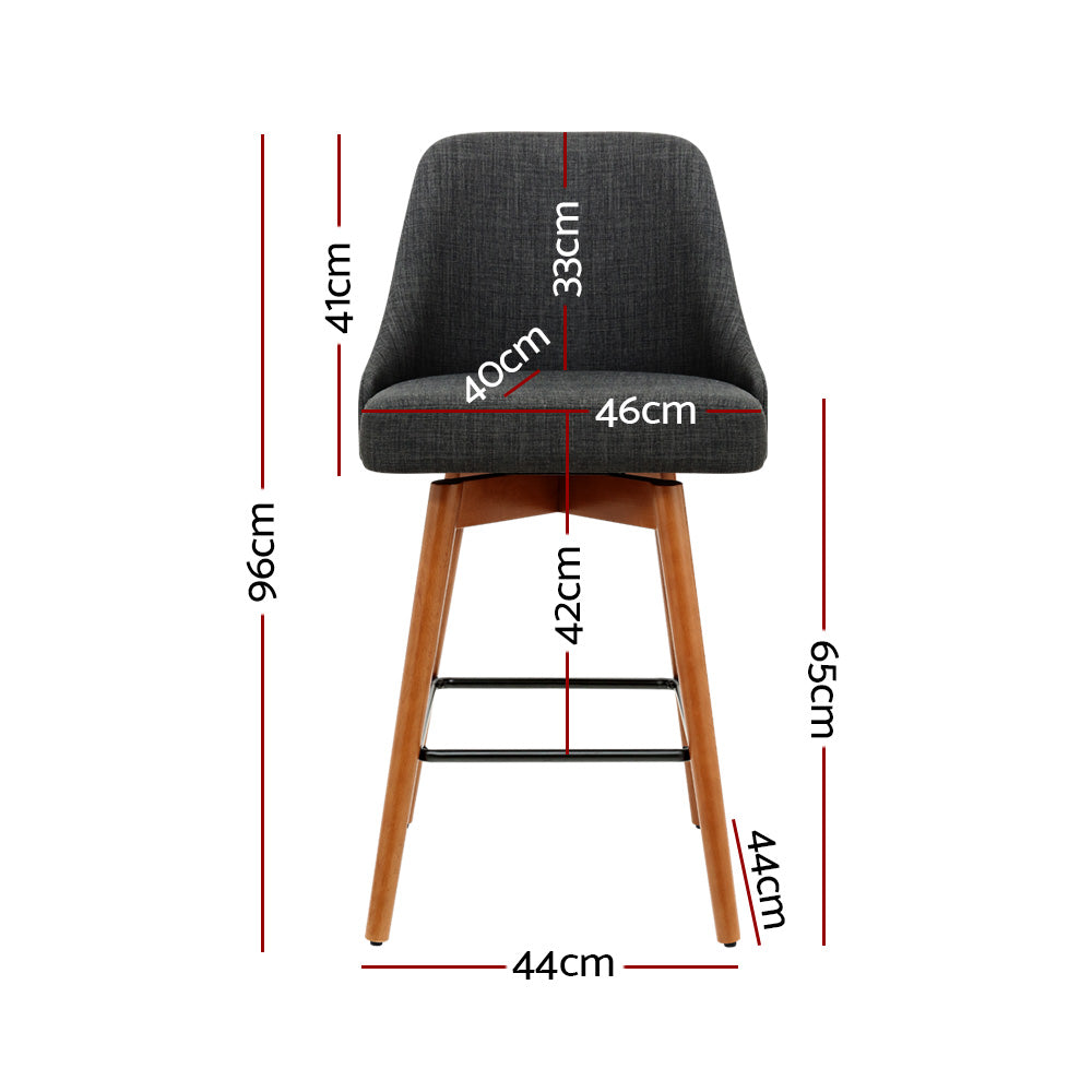 2-Pack Swivel Bar Stools with Wooden Seat in Charcoal Finish - Perfect for Kitchen Islands, Breakfast Bars & Home Decor