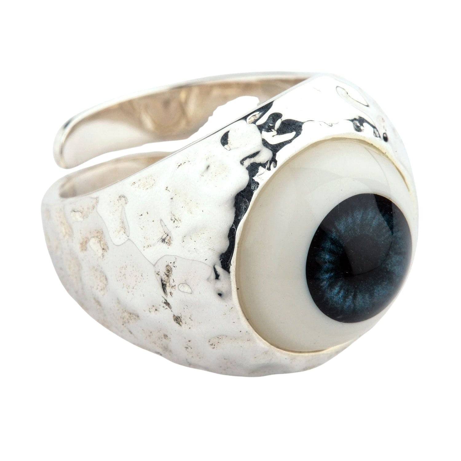Dark Blue Evil Eye Sterling Silver Adjustable Ring for Women & Men - Protection Jewelry for Good Luck & Positive Energy