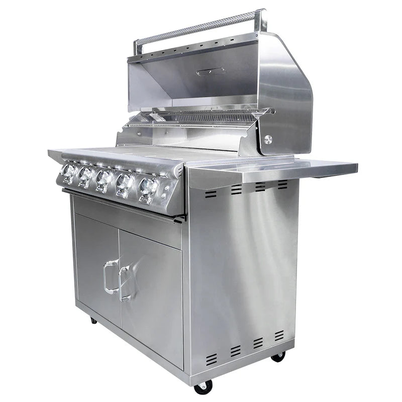 5 Burner 40 Inch Buck Gas Grill - Outdoor BBQ Grill with Stainless Steel Construction - Perfect for Backyard Parties, Camping & Tailgating