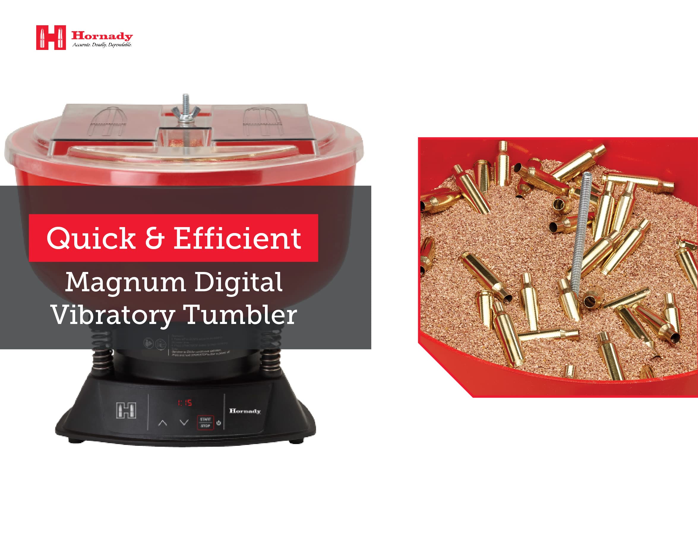 Hornady Magnum Digital Vibratory Tumbler - Brass Case Cleaner & Polisher for Reloading - Perfect for Ammo Brass Cleaning & Polishing in Reloading Stations