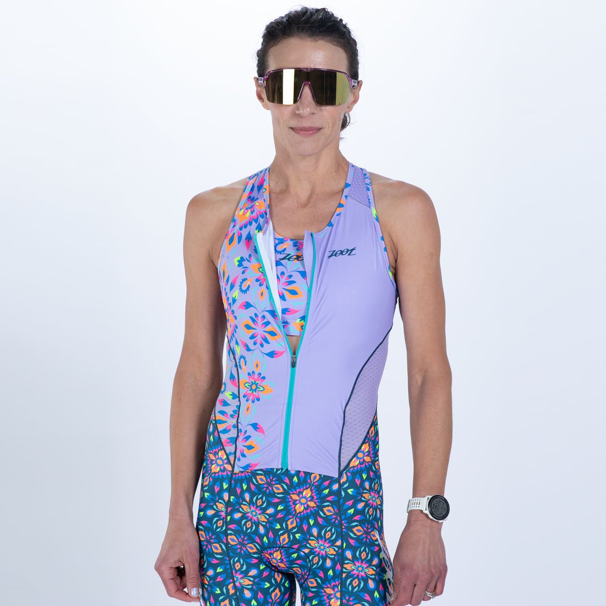 Women's Limited Edition Tri-Sleeve Faux Fur Racesuit - Kaleidoscope Print for Winter Fashion & Cosplay Costumes