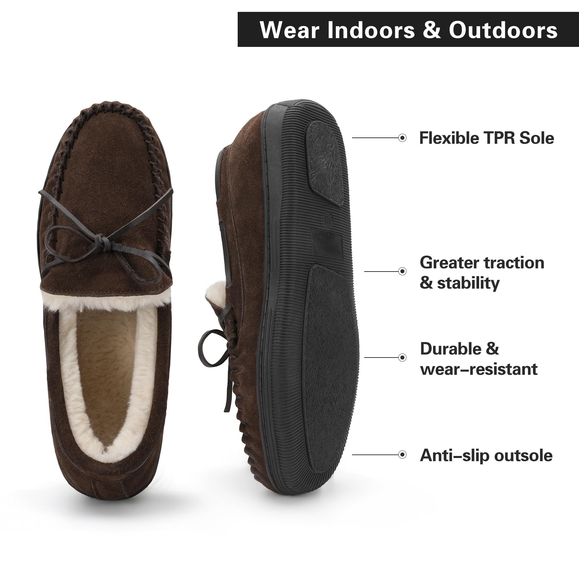 DREAM PAIRS Men's Moccasin Slippers - Fuzzy Plush House Shoes with Fleece Lining for Indoor & Outdoor Wear - Comfortable Loafers for Home, Office and Travel