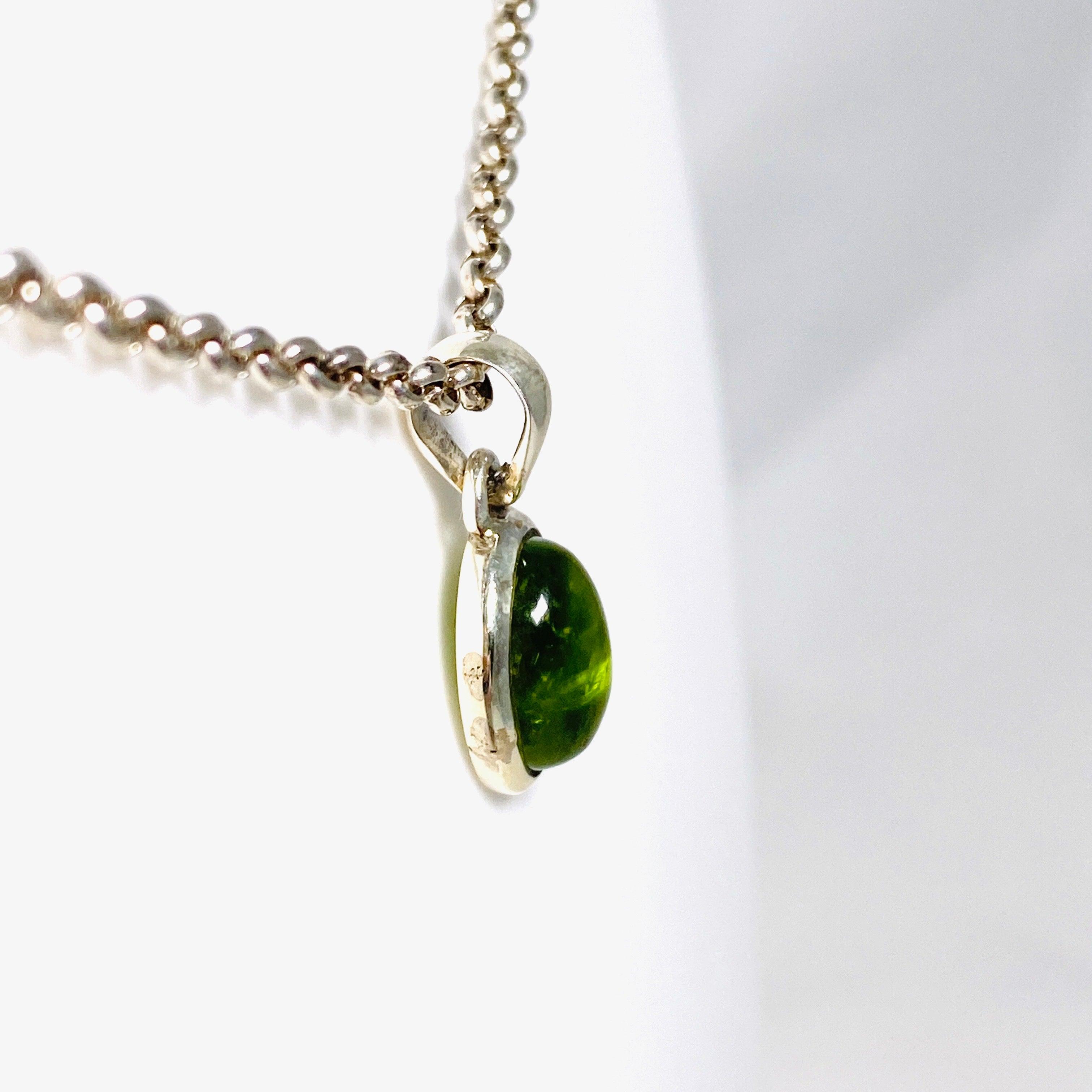 Natural Peridot Oval Cabochon Pendant - Dainty Green Gemstone Jewelry for Women - Perfect for Everyday Wear & Gift Giving