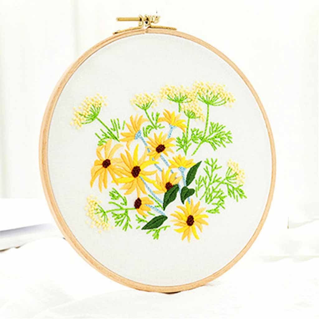 3D Flower Cross Stitch Kit - DIY Embroidery Supplies with Hoop, Thread & Fabric - Perfect for Home Decor, Wall Art & Handmade Gifts (Color C) | Creative Crafting & Relaxation Hobby