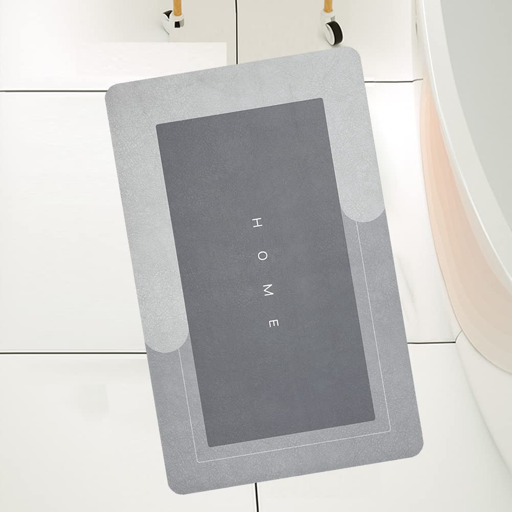 HelloTree Super Absorbent Bath Mat - Quick Dry Non-Slip Shower Rug with Rubber Backing for Bathroom, Sink & Bathtub (19.7x31.5 Inches, Grey Square) - Perfect for Wet Floors & Modern Bathroom Decor