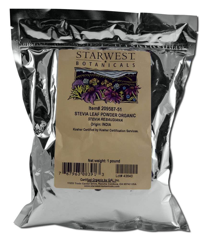 Organic Stevia Leaf Powder by Starwest Botanicals - Natural Sweetener for Tea, Coffee & Baking | USDA Certified Medicinal Herb for Healthy Lifestyle