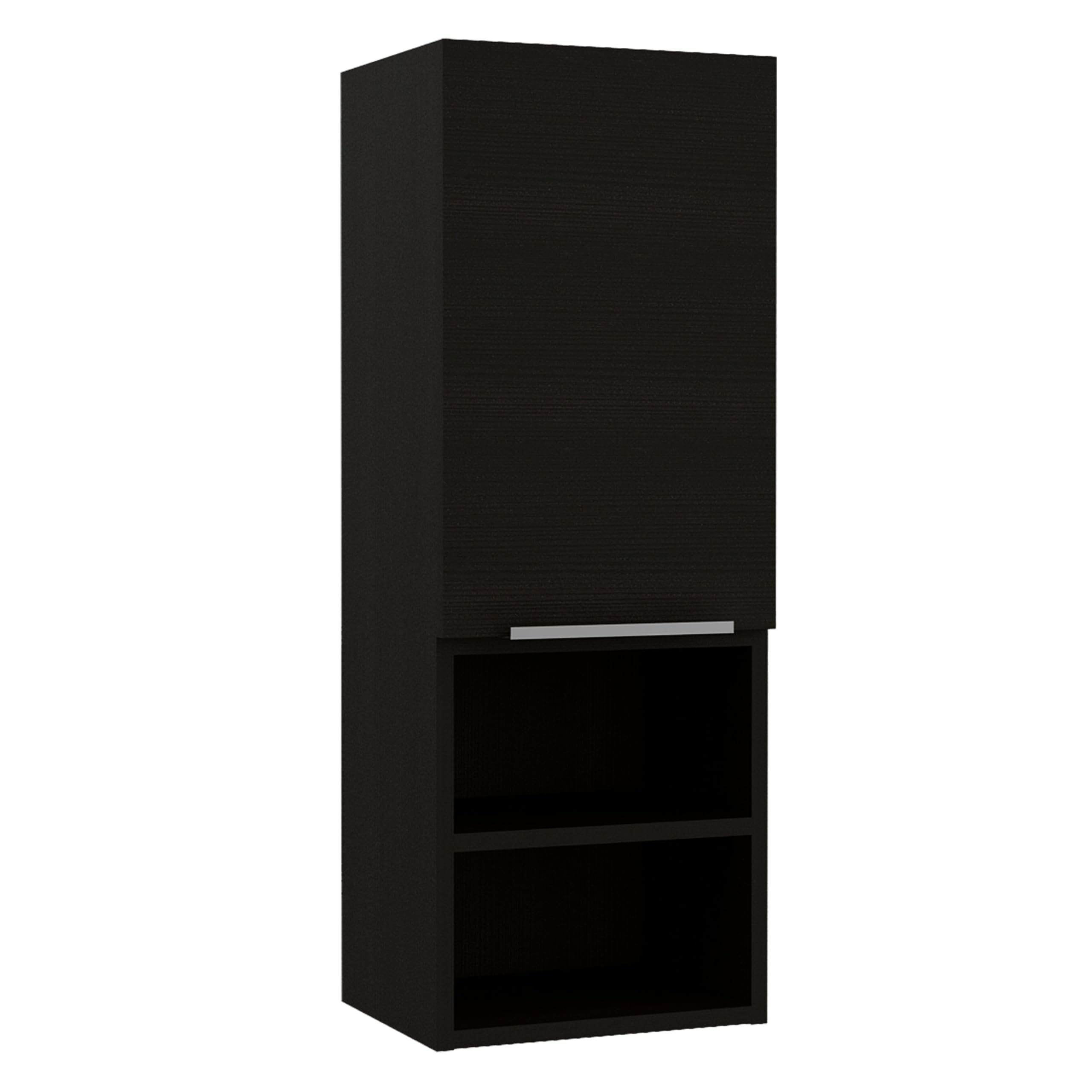 Tuhome Mila Wall Mounted Medicine Cabinet with 2 Interior & 2 External Shelves, Single Door Bathroom Storage - Black | Perfect for Bathroom Organization & Small Space Storage
