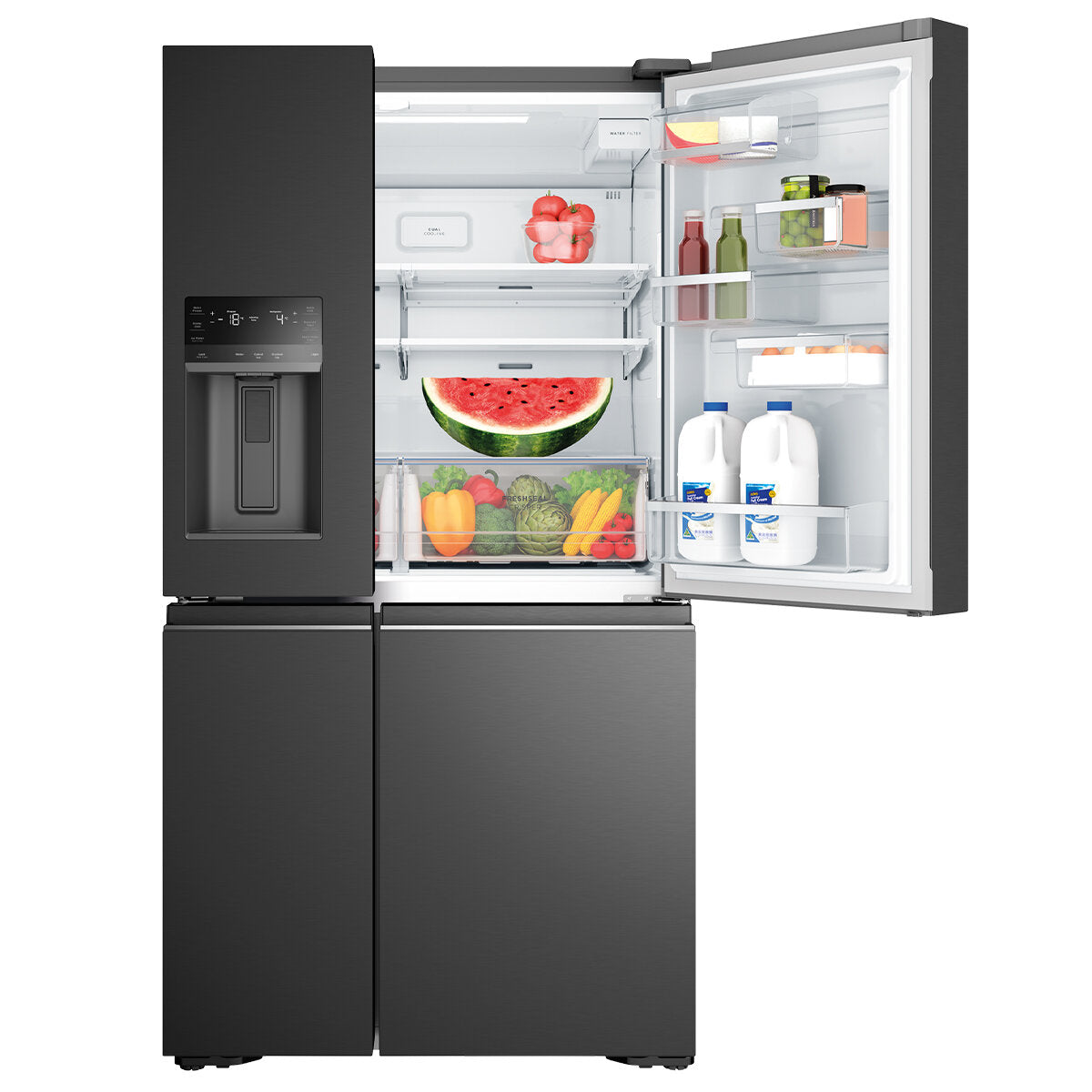 Westinghouse 609L Quad Door Refrigerator with Ice and Water Dispenser - Matte Black WQE6170BB - Perfect for Large Families, Entertaining & Modern Kitchens
