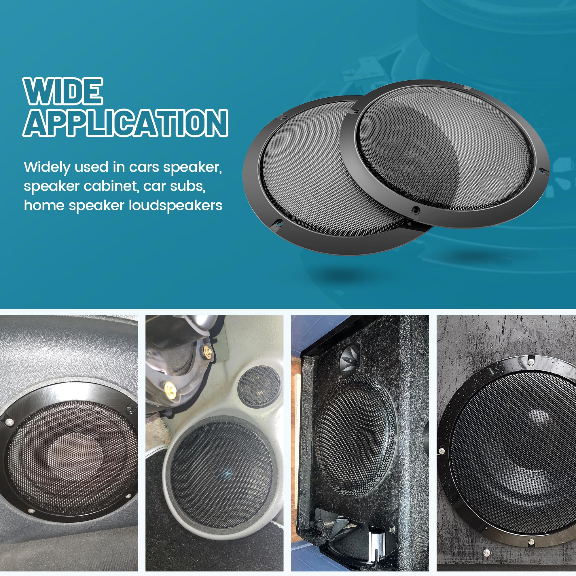 NuIth 8 Inch Metal Mesh Round Speaker Grill Cover - Universal Car & Home Audio Speaker Grills with 8 Screws - Protective Subwoofer Grill & Horn Guard for DIY Installation (Perfect for Car Audio Systems, Home Theater Speakers, and DIY Audio Projects)