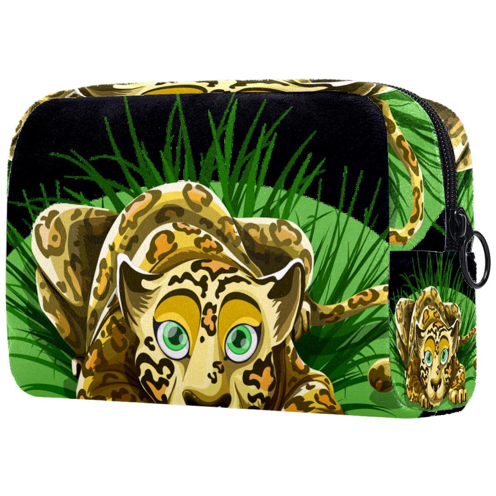 Professional Travel Makeup Bag with Brush Holder - Waterproof Cosmetic Organizer for Women, Portable Makeup Case with Storage Pockets | Perfect for Travel, Gym, and Daily Use (Leopard Print)