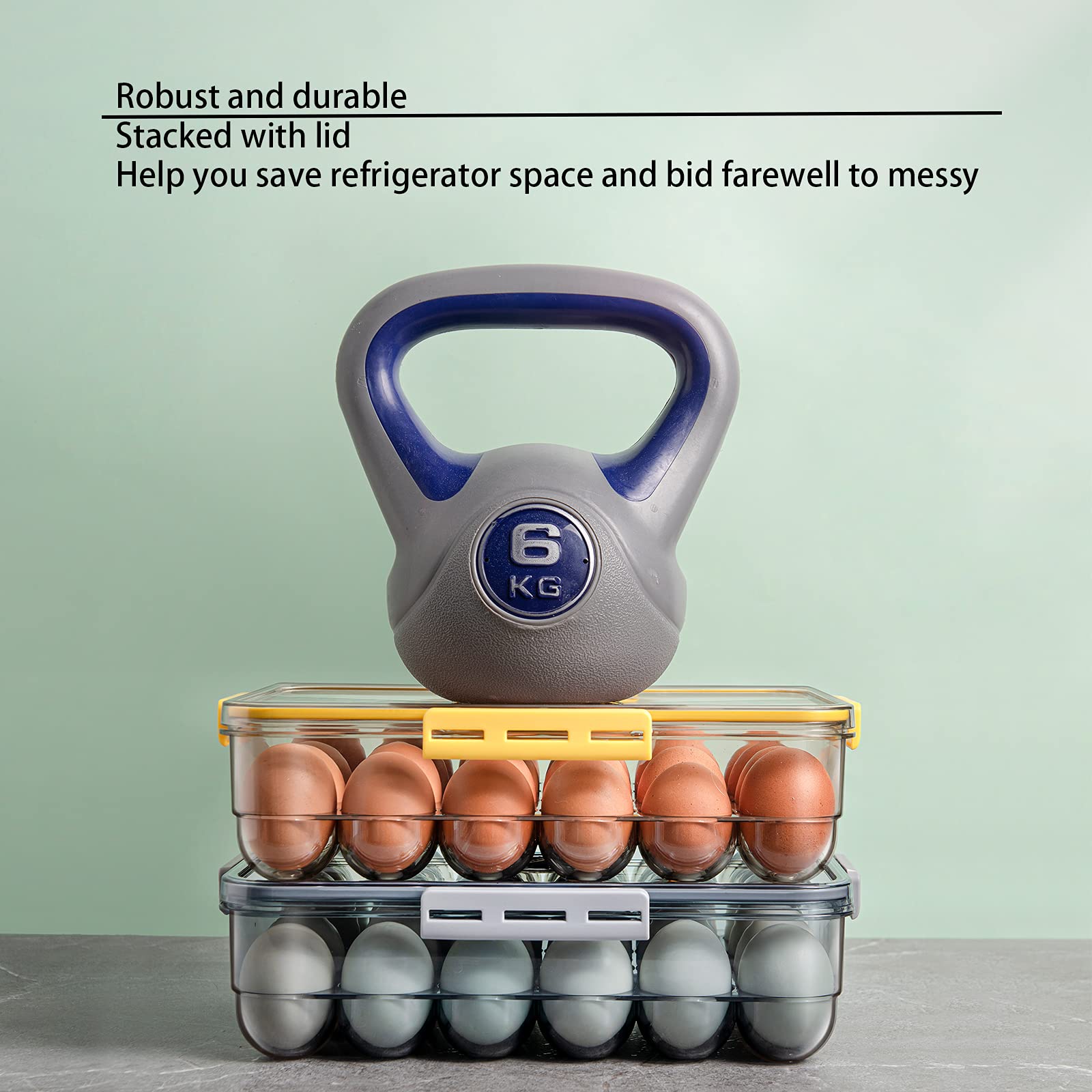 24-Pack White Refrigerator Egg Holder with Lid - Keep Eggs Fresh & Organized - Perfect for Kitchen Storage, Fridge Organization, and Meal Prep