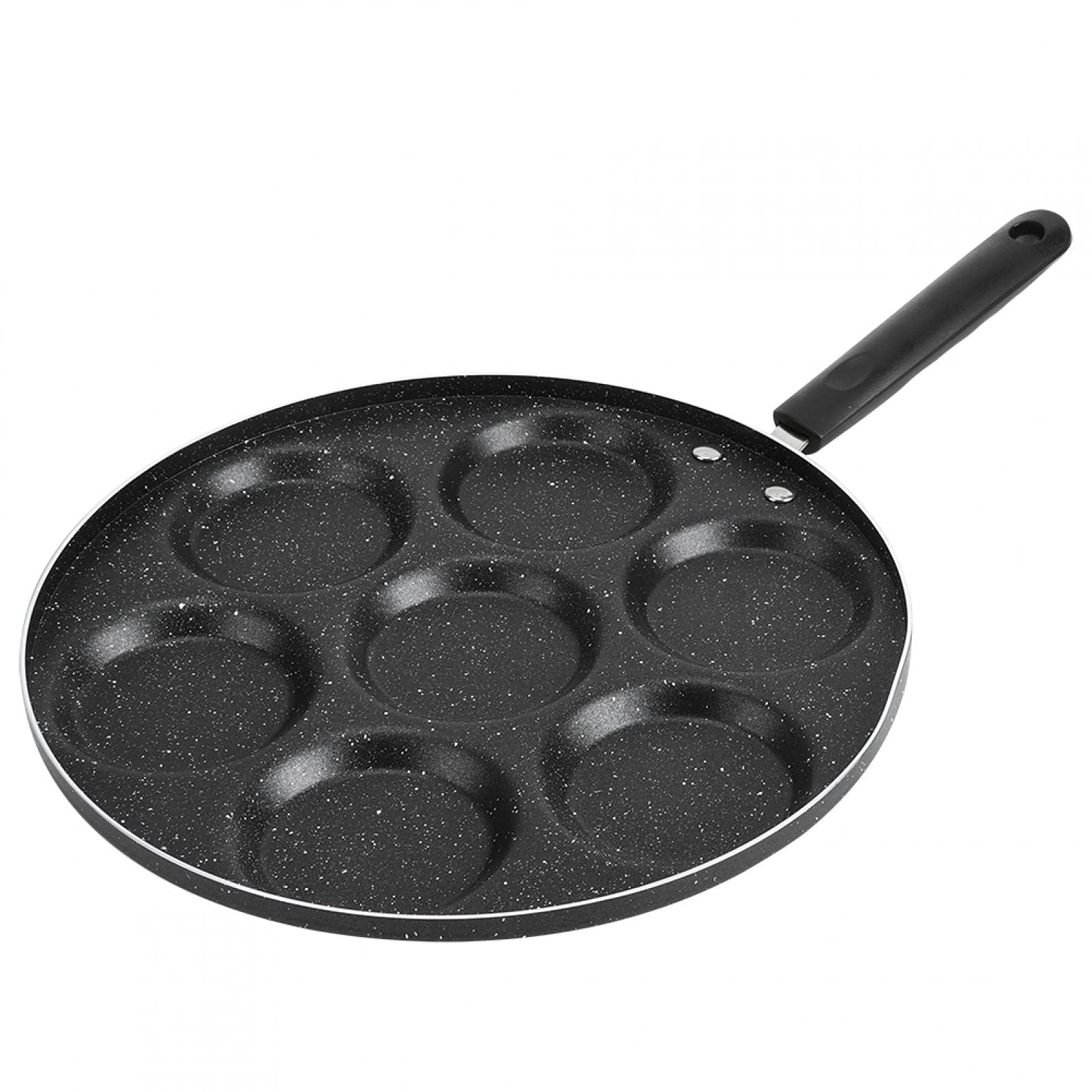 7-Hole Nonstick Egg Frying Pan - Multifunctional Omelette Cookware with Heat-Resistant Handle for Perfect Breakfast - Ideal for Pancakes, Crepes & Sandwiches Making at Home